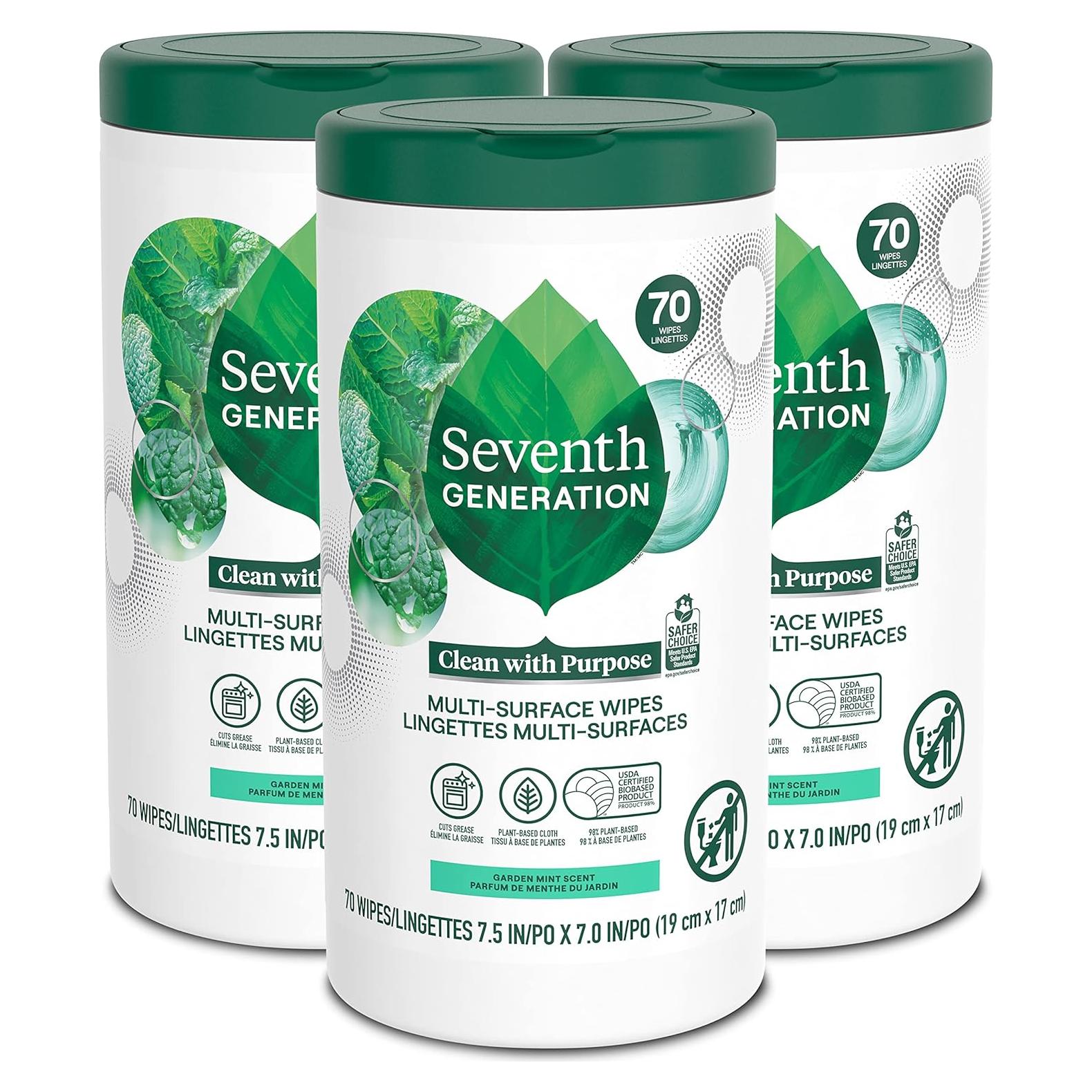 Toallitas Multiusos Seventh Generation Menta 70 Unidades x3
