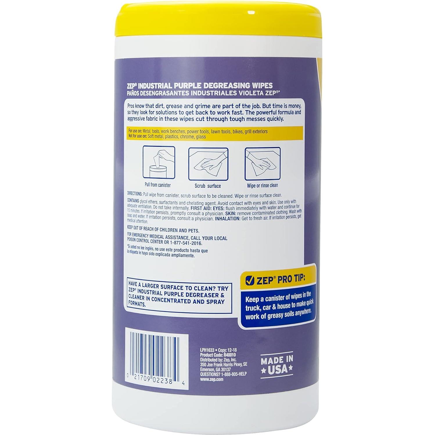 Toallitas Desengrasantes Zep Industrial Moradas 65 Cuentas