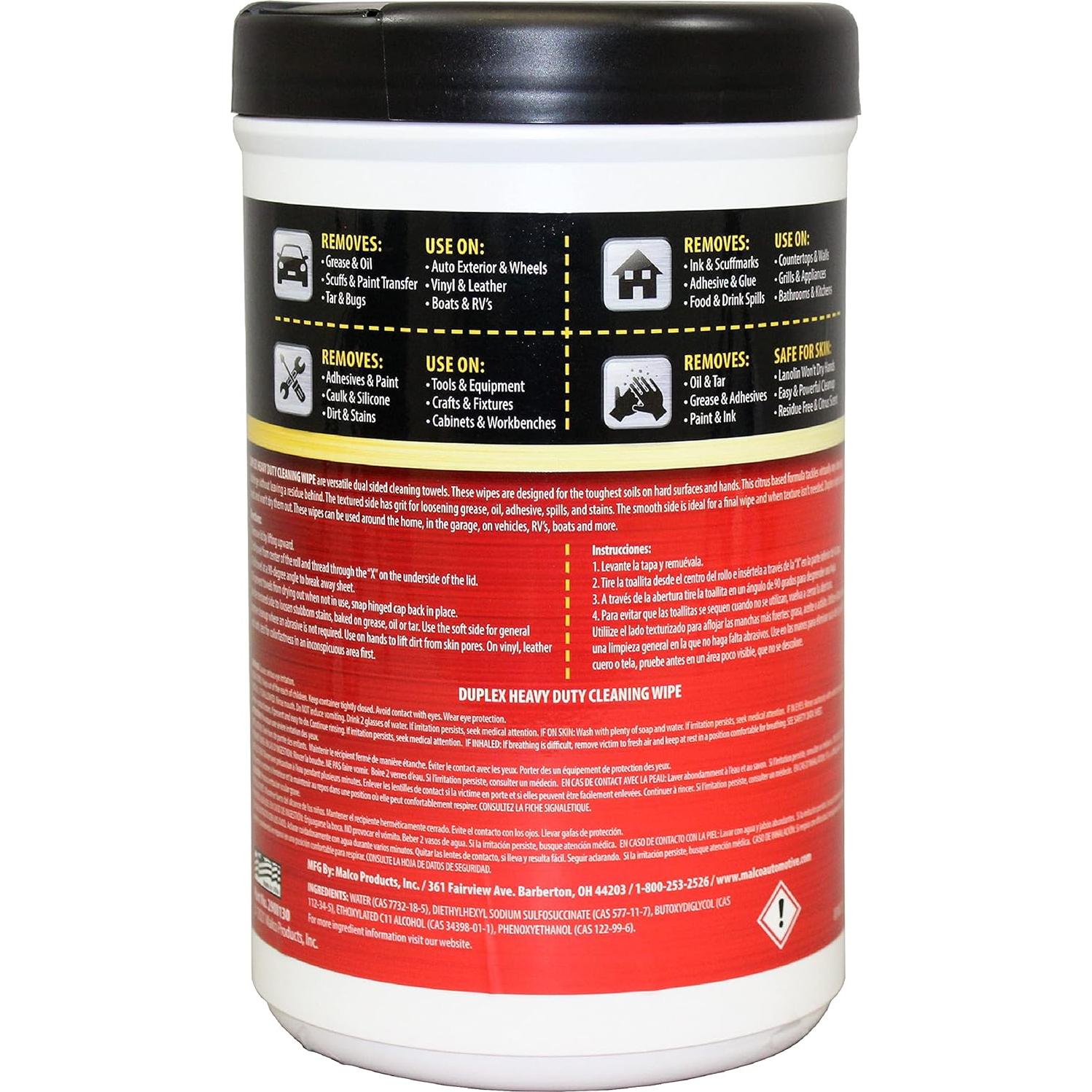 Toallitas de limpieza Malco Duplex Heavy Duty 130 unidades