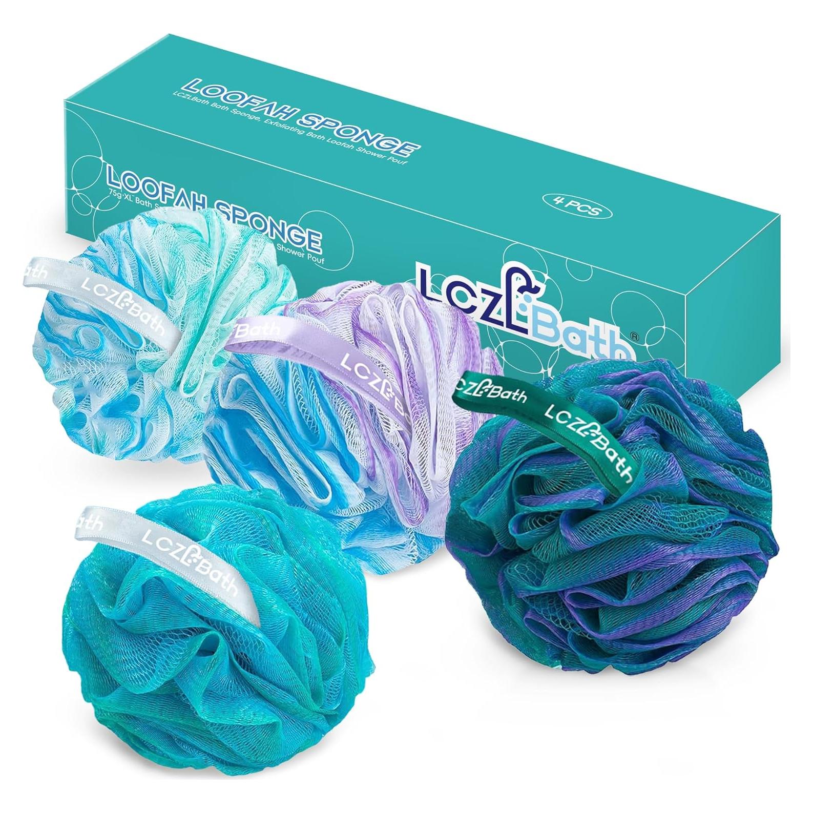Set de 4 Esponjas de Baño Suaves LCZL XL 75g para Ducha