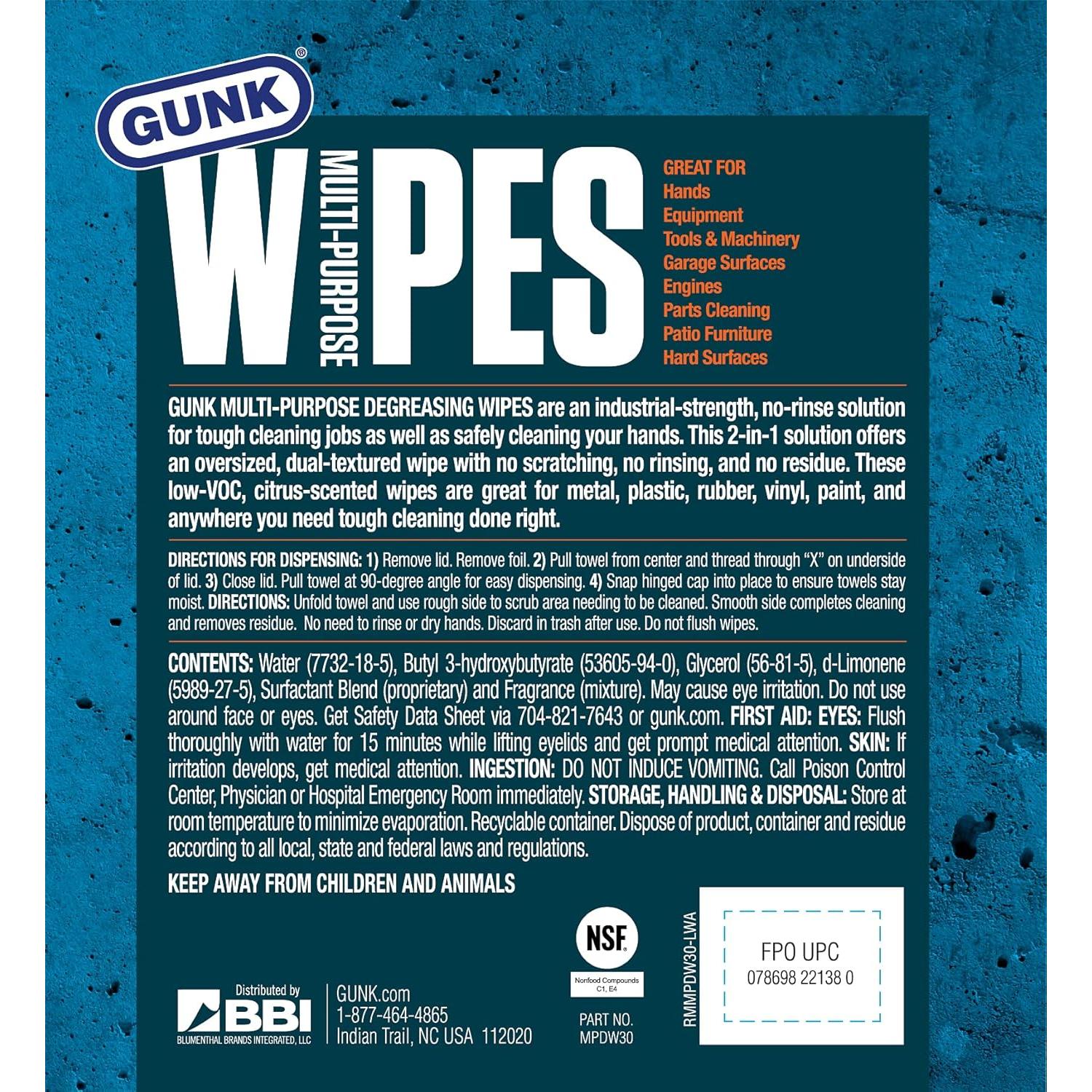 Toallitas Desengrasantes Multiusos Gunk MPDW30 30 Unidades