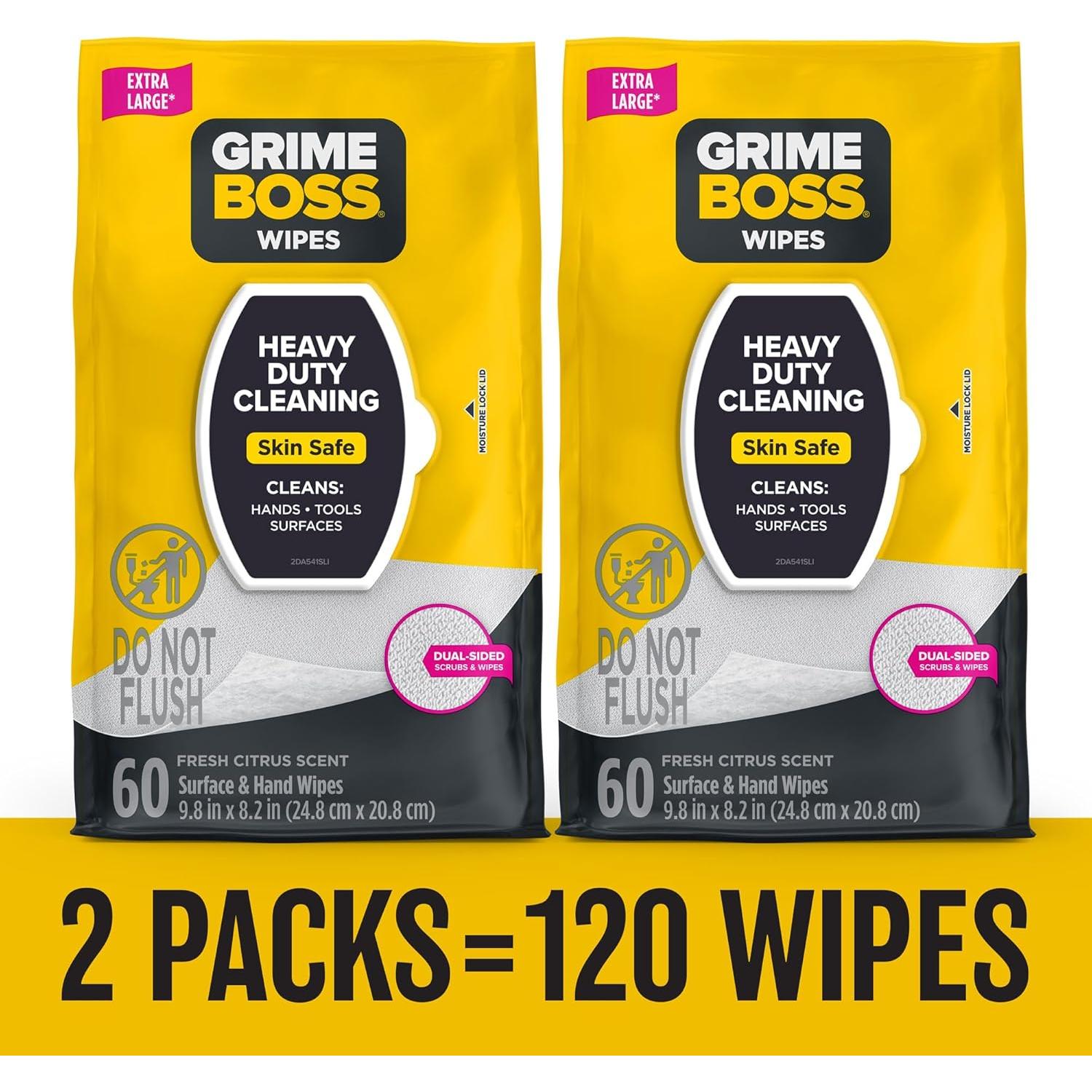 Toallitas Grime Boss 120ct para Manos y Superficies - Alta Dureza