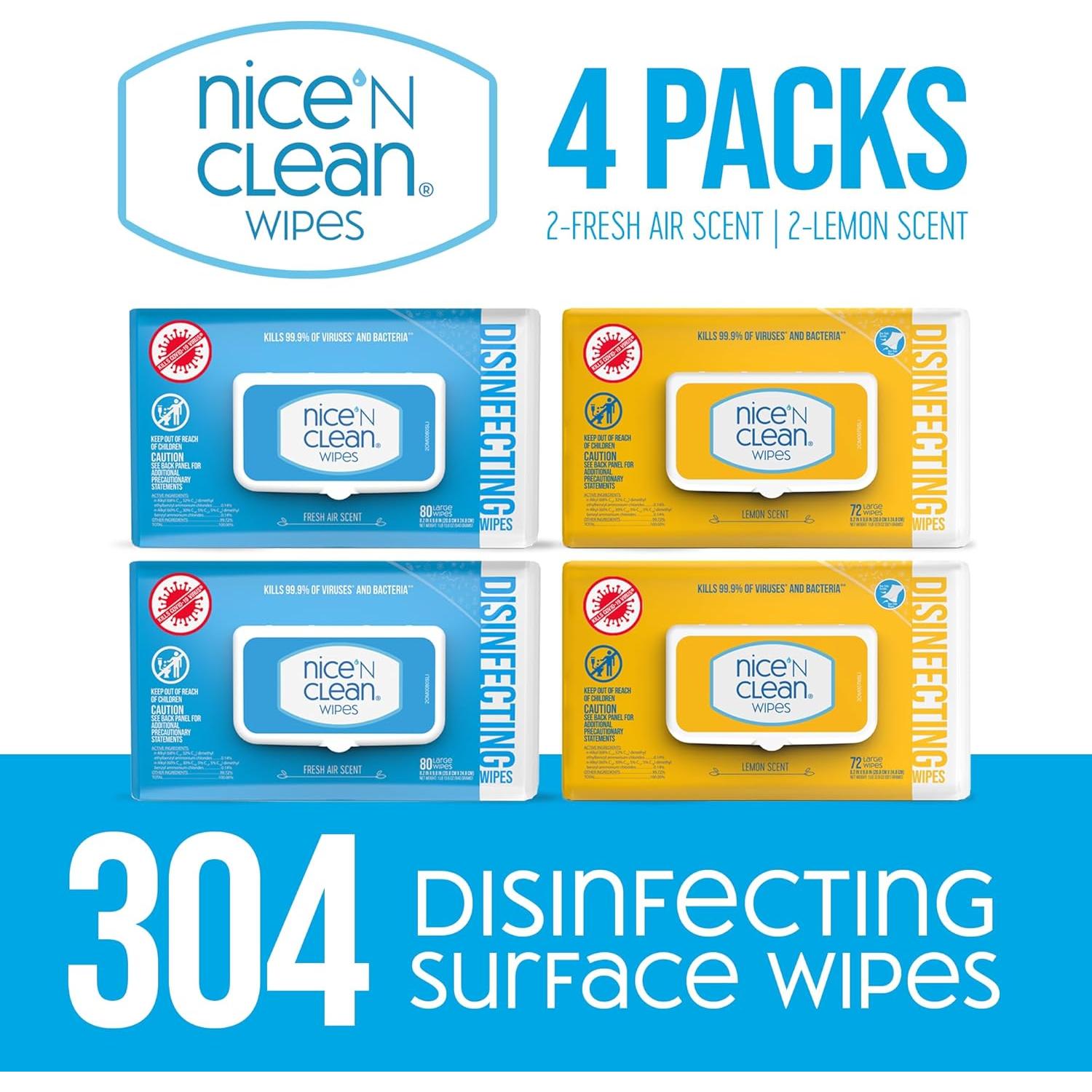 Toallitas Desinfectantes Nice 'N Clean 304 Unidades - Aroma Limón