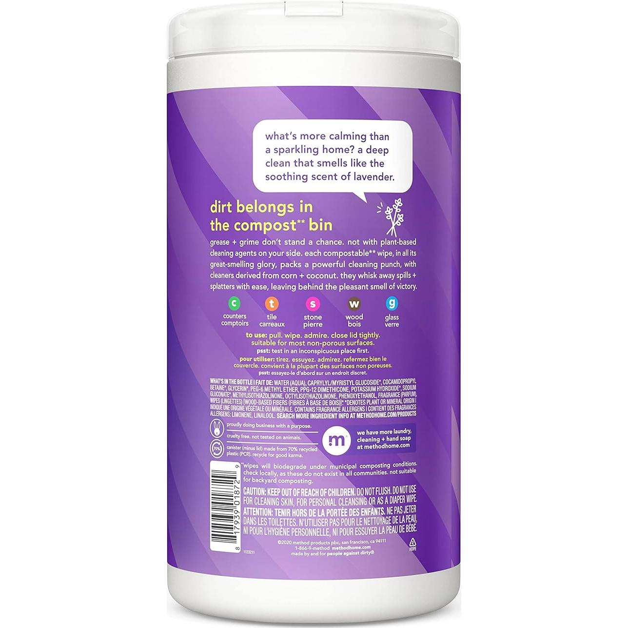 Toallitas de limpieza multiusos Method Lavanda 210 unidades