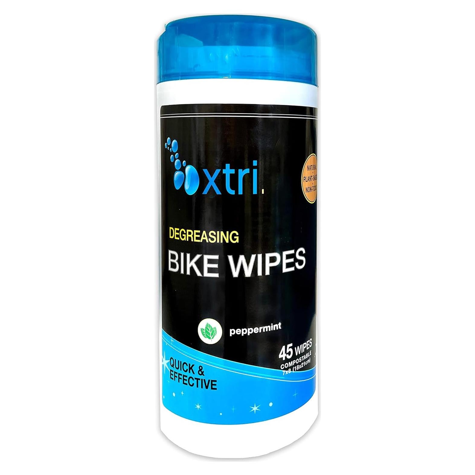 Xtri Bike Wipes - 45 Degreasing Wet Wipes – Safe Natural Peppermint - by Jasmine Seven