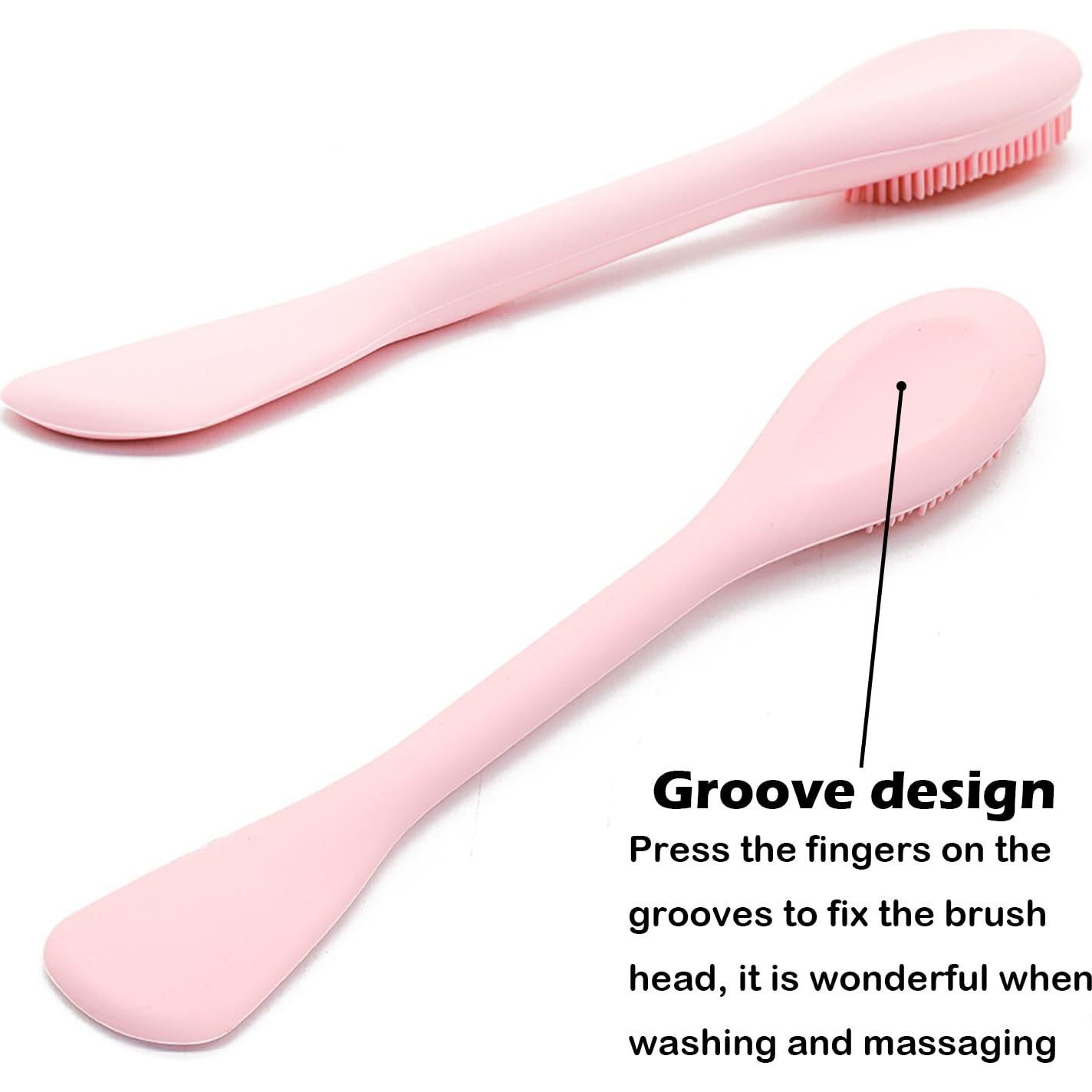 Cepillo Facial 2 en 1 RamPula de Silicona Verde Eucalipto y Rosa