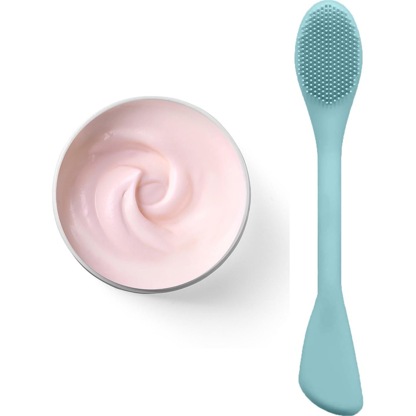 Cepillo Facial 2 en 1 RamPula de Silicona Verde Eucalipto y Rosa