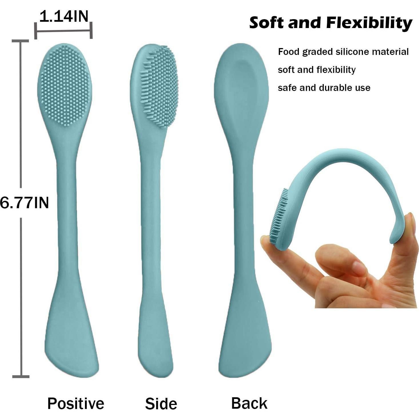 Cepillo Facial 2 en 1 RamPula de Silicona Verde Eucalipto y Rosa