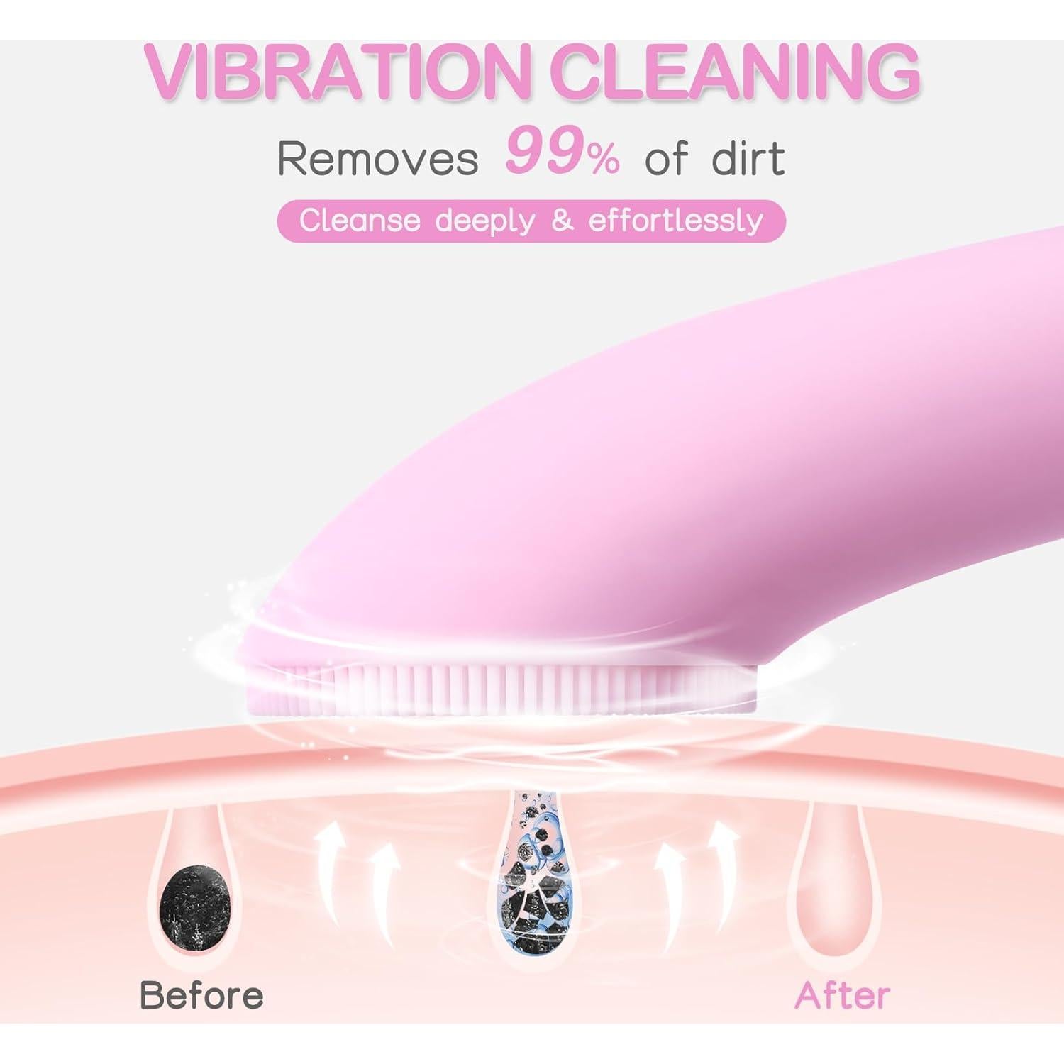 Cepillo Facial PRITECH Recargable con Calentamiento 40°C Rosa