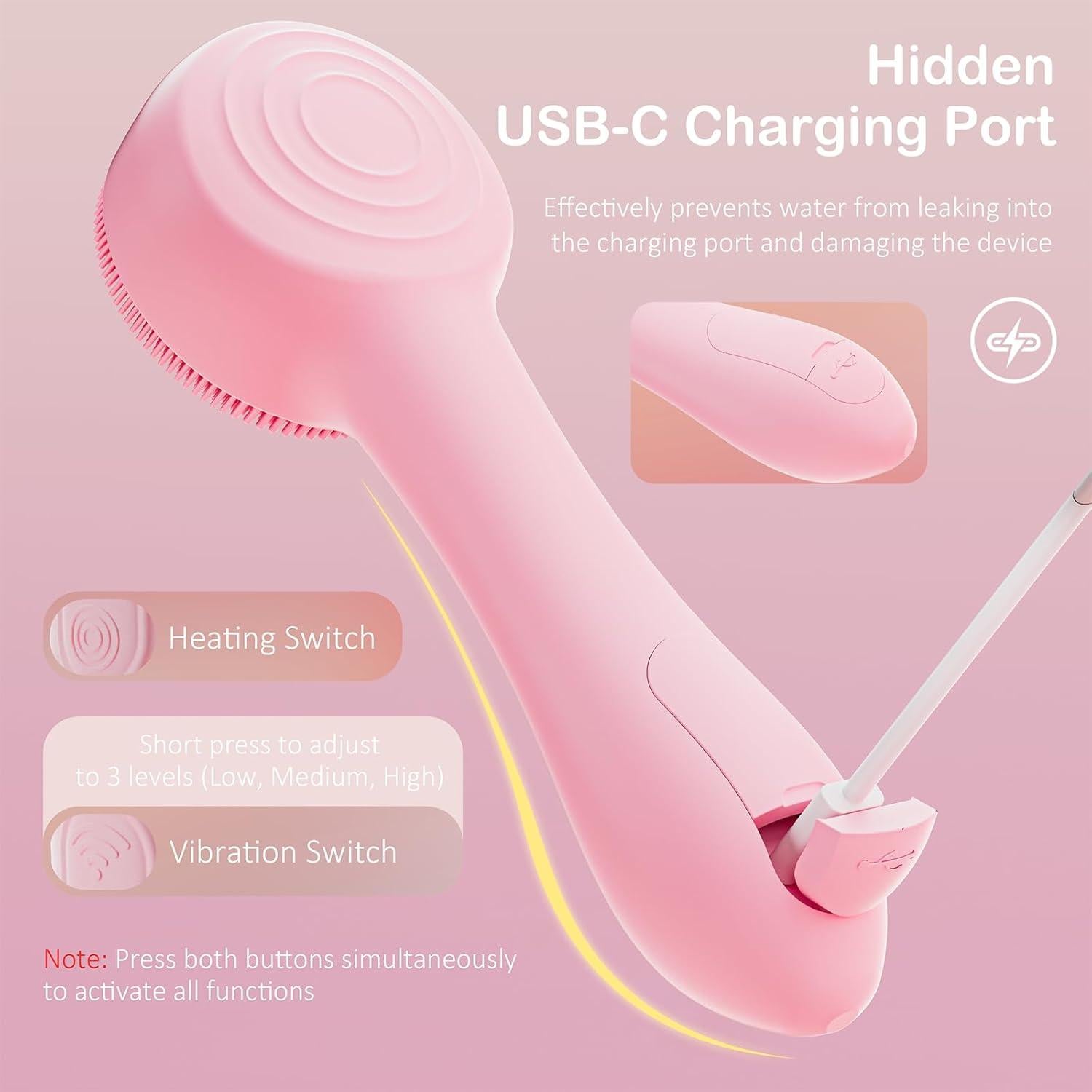 Cepillo Facial Eléctrico OUTIFUO JMY-01 Rosa IPX7 Recargable