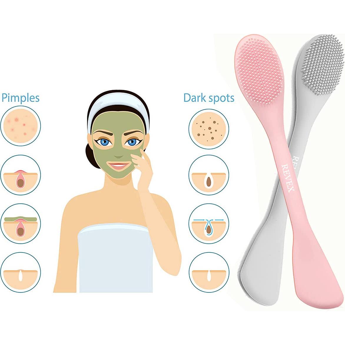 REVEX Cepillo Aplicador de Mascarilla Facial de Silicona 2 Pzas
