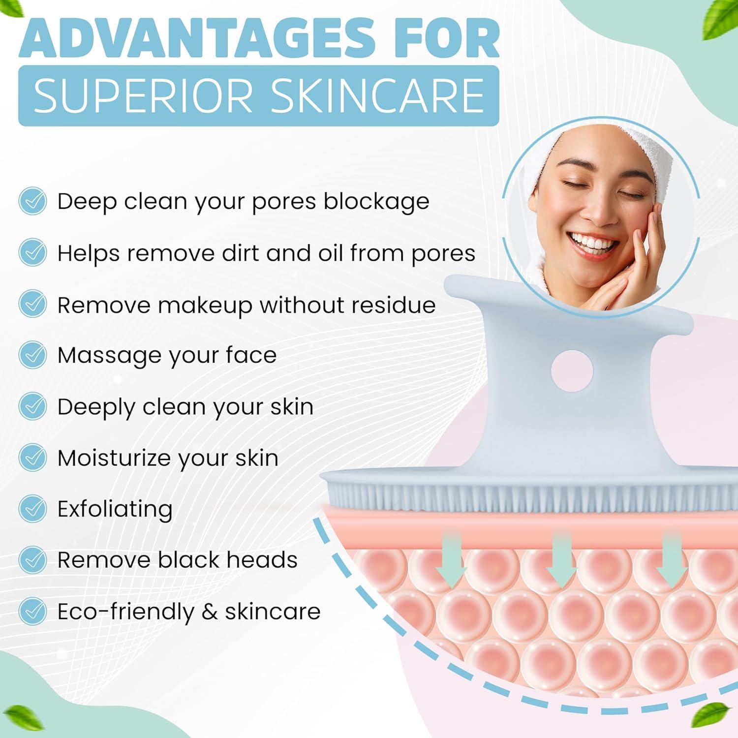 4 Cepillos Limpiadores Faciales de Silicona Enrrica Elitee