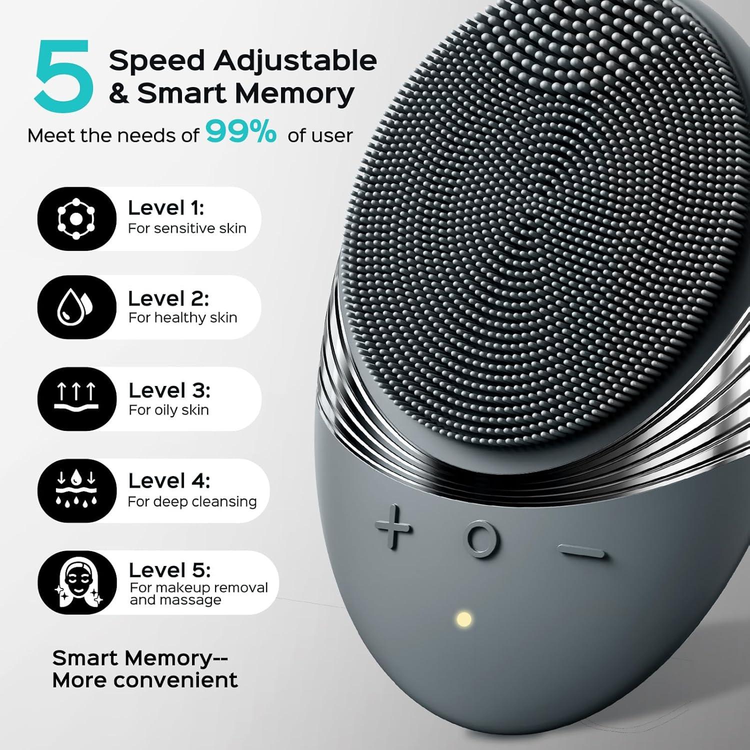 Cepillo Facial COSLUS Silicona Portátil Impermeable 5 Modos