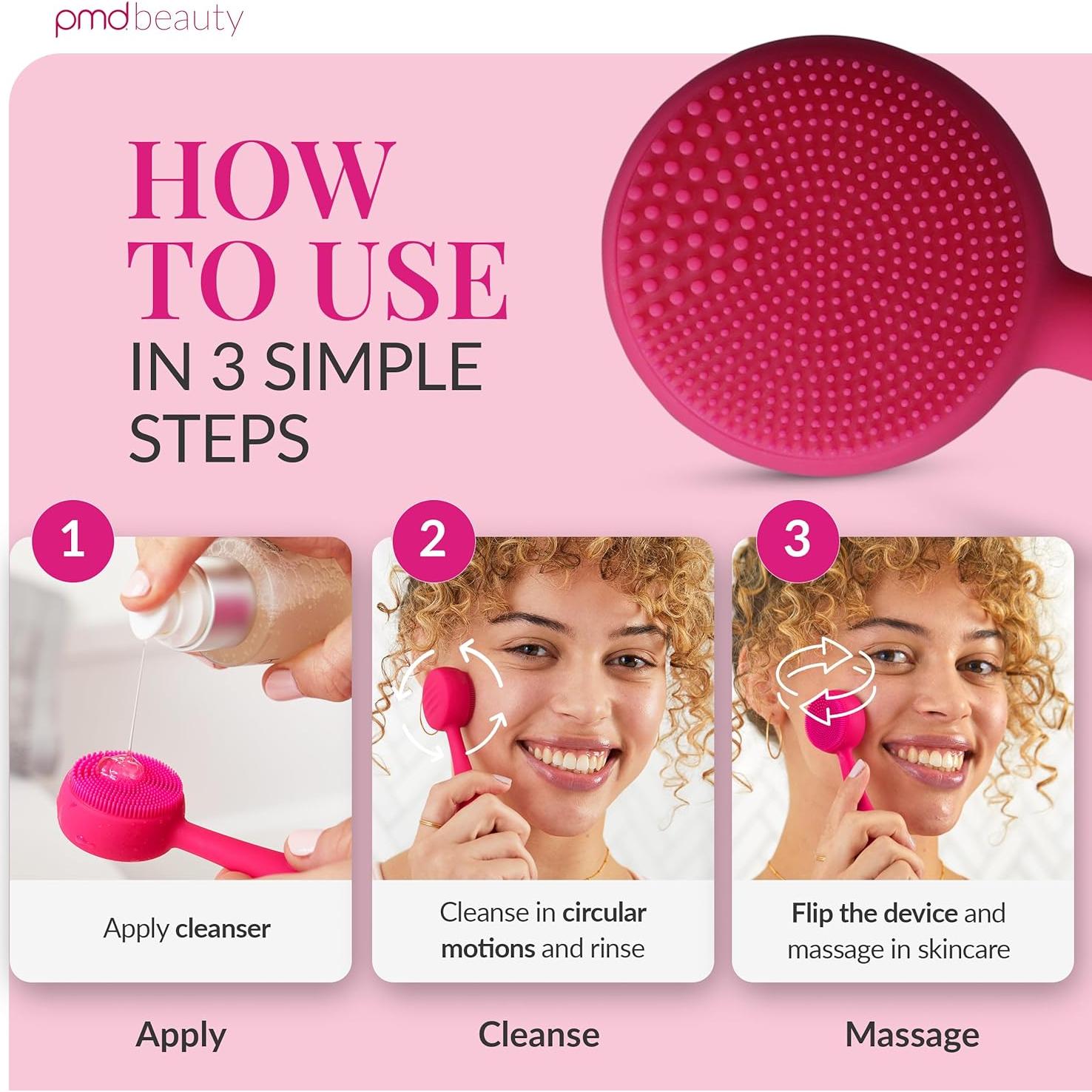 Dispositivo de Limpieza Facial PMD Clean Mini Rosa - Silicona Impermeable