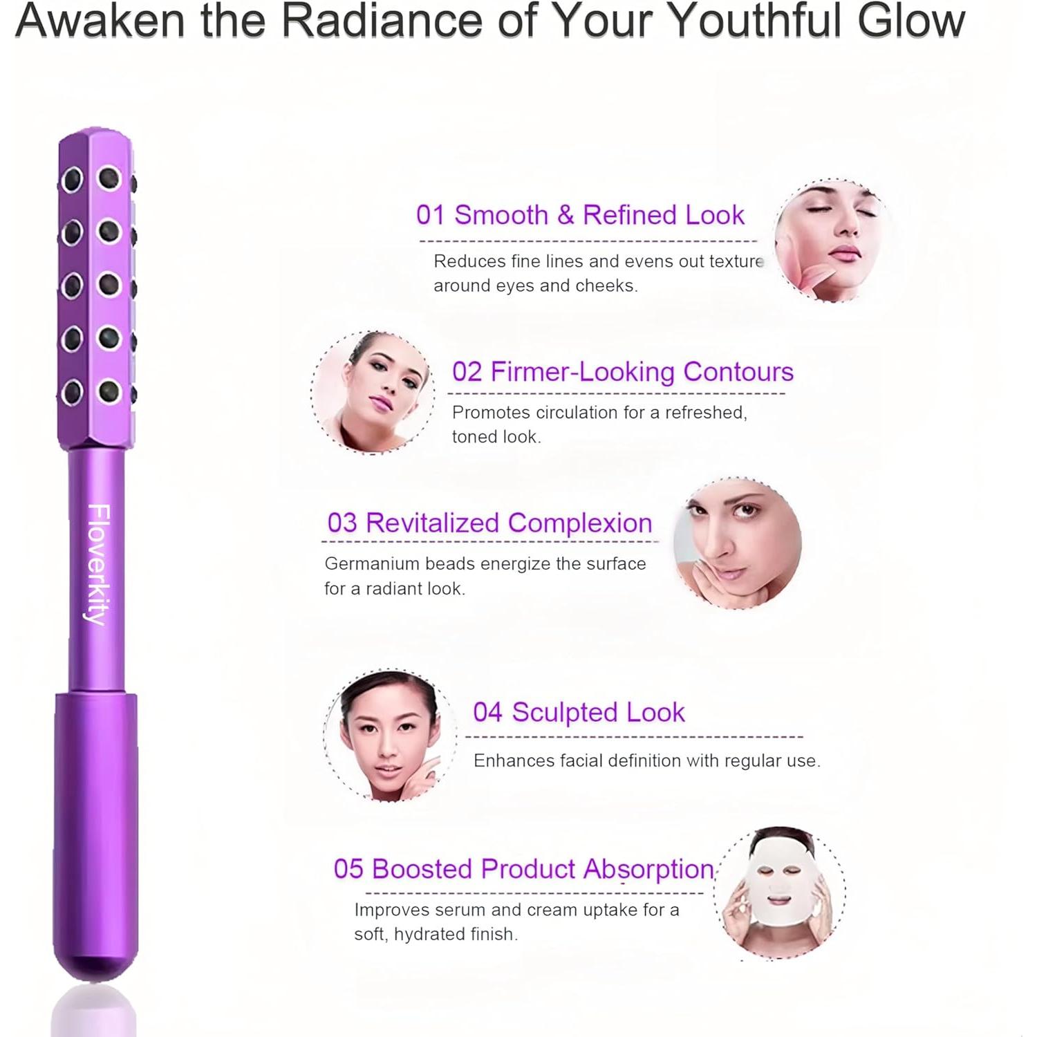 Rodillo Facial de Belleza Floverkity - 30 Nodos de Germanio