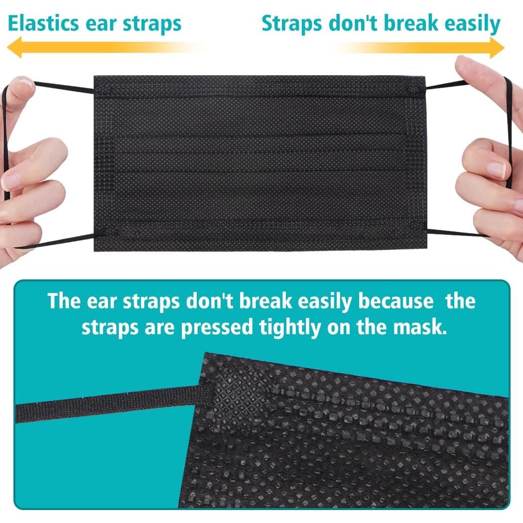 100 Mascarillas Desechables Negras ZTANPS 3 Capas Transpirables