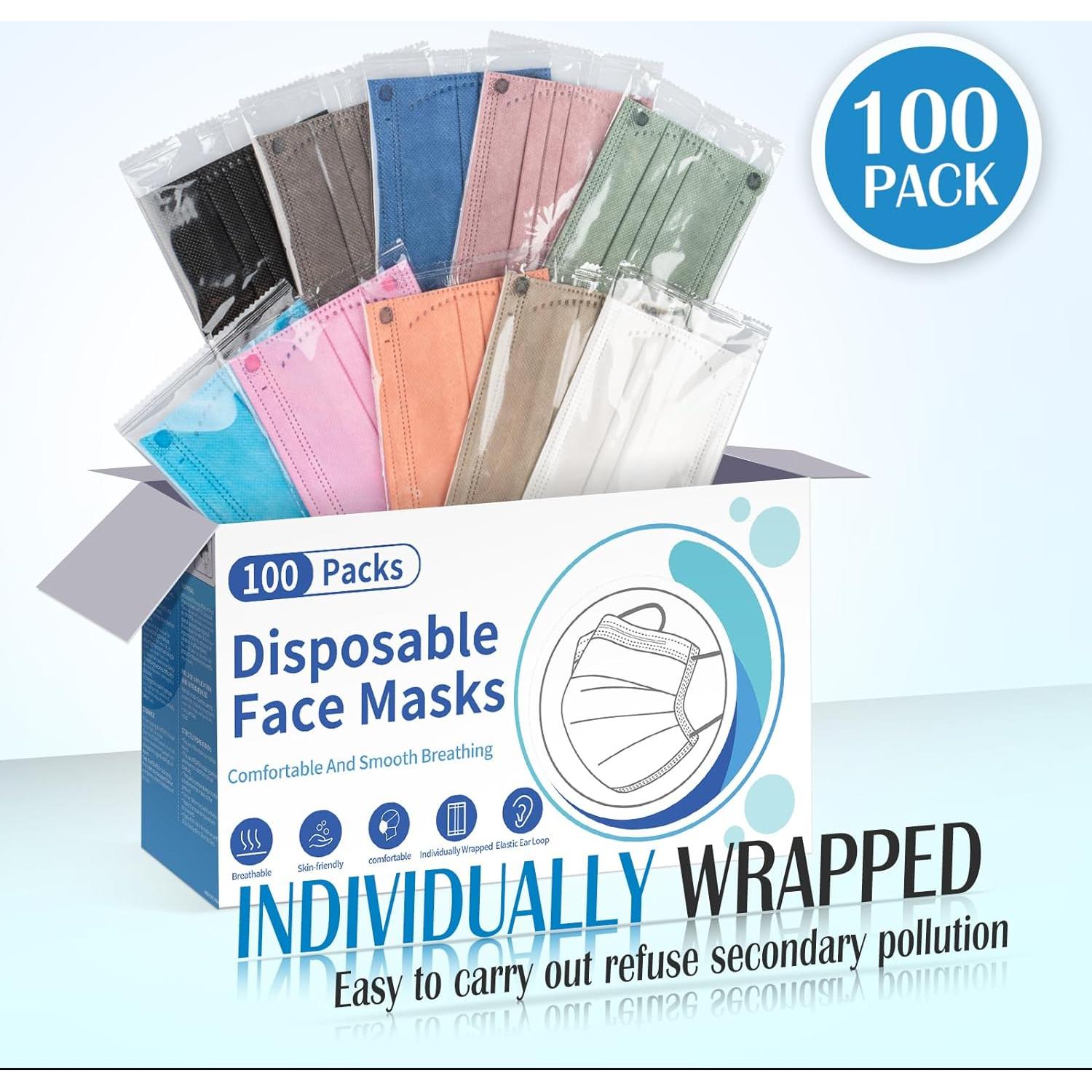 Mascarillas Desechables FENFEN 4 Capas - Paquete 100 Unidades