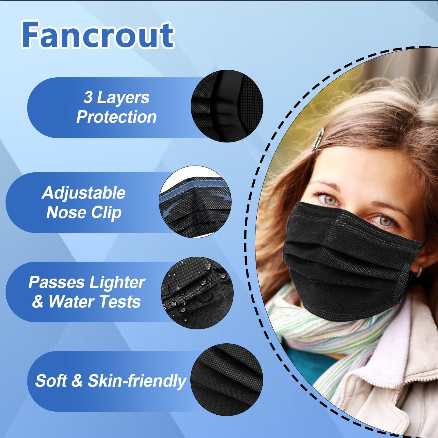 Mascarillas Desechables Negras 100 Pcs Fancrout 3 Capas