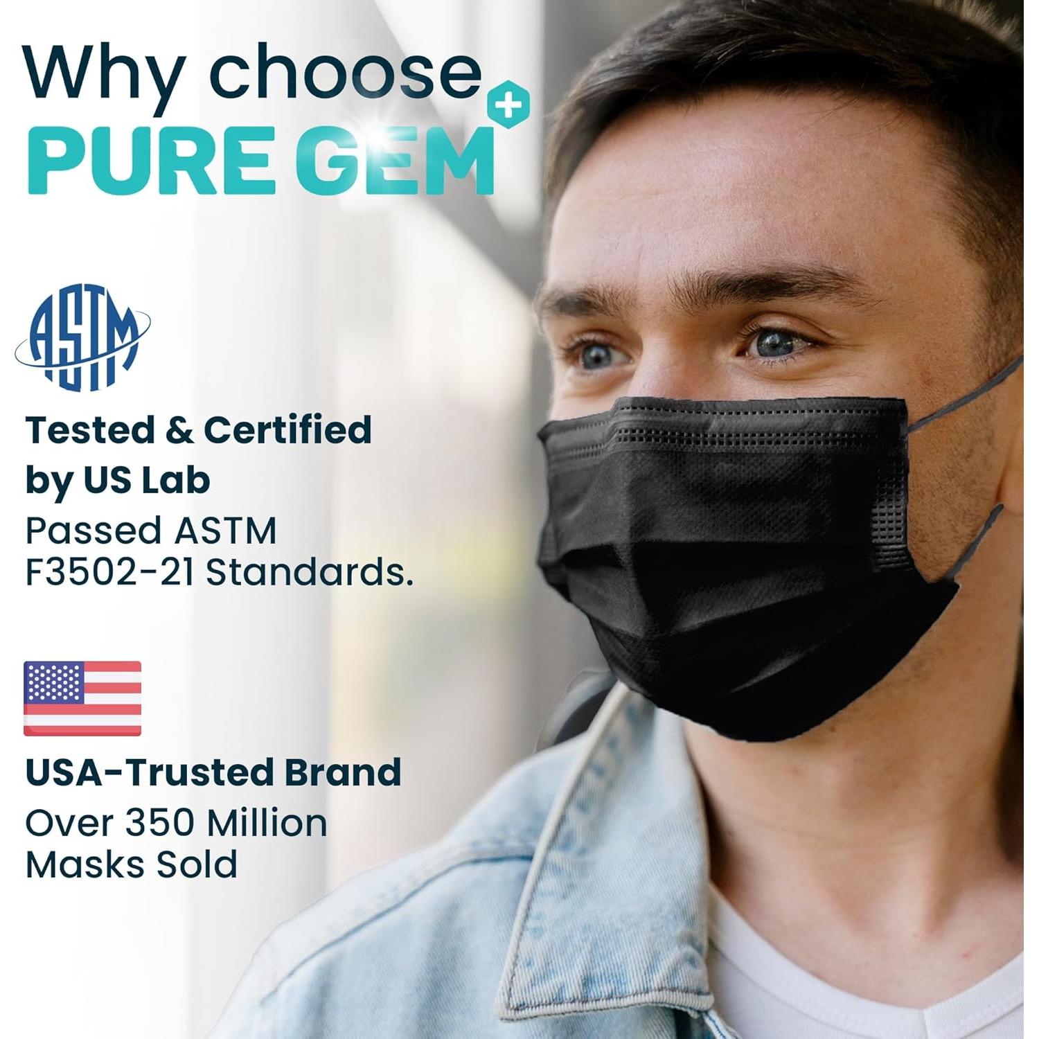 Mascarillas desechables Gleeporte 3 capas negras - Paquete 100