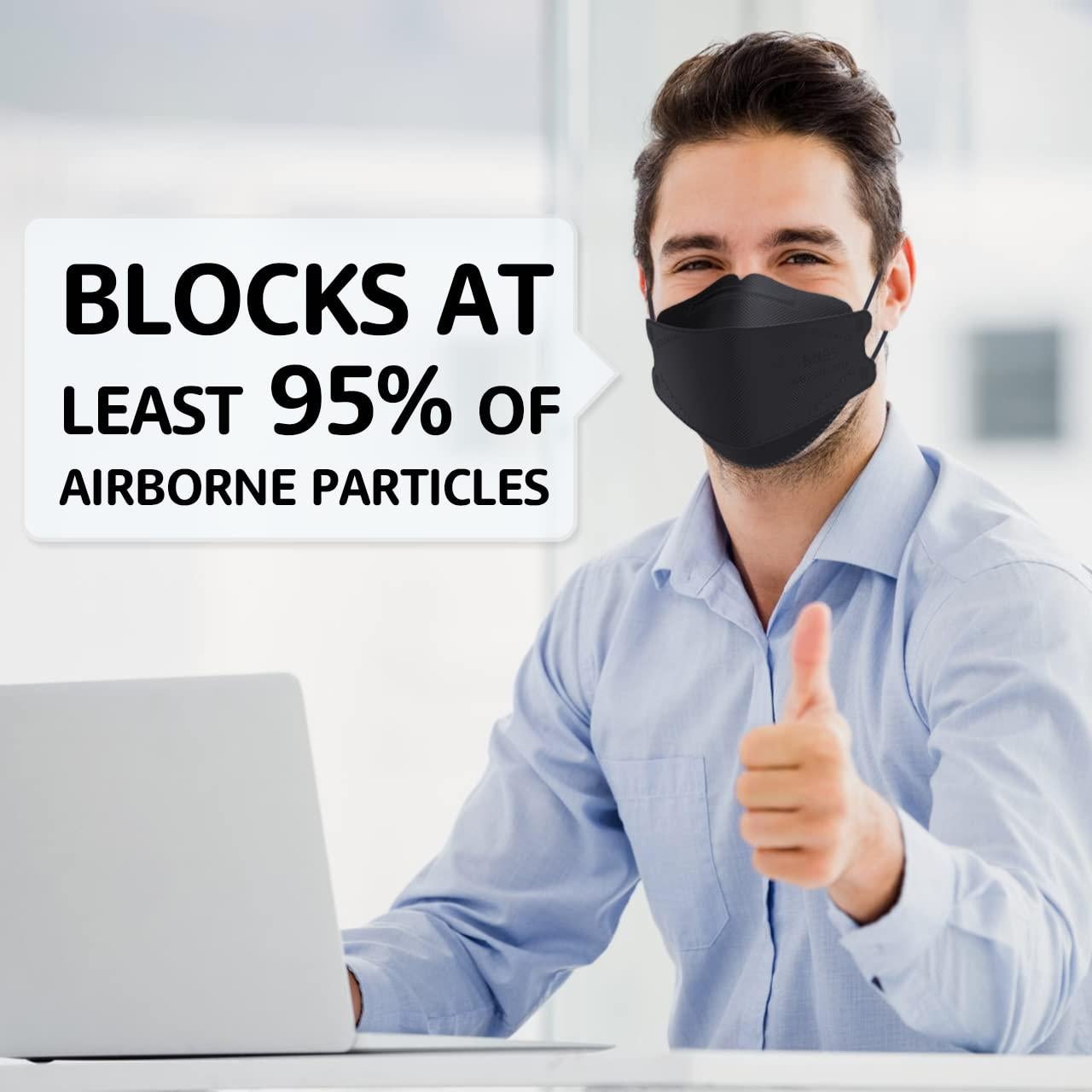 Mascarillas LEVENIS KN95 Paquete de 50, Negra, Alta Protección