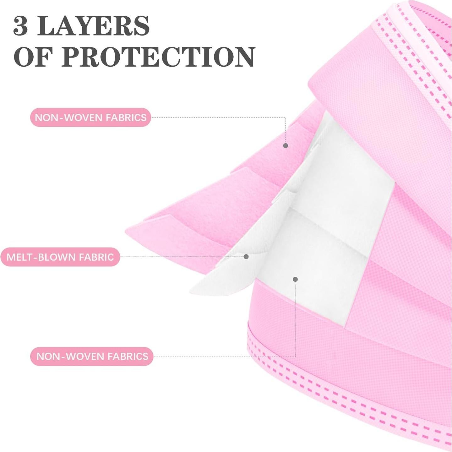 Mascarillas Desechables DC-BEAUTIFUL 100 Pcs 3 Capas Rosa