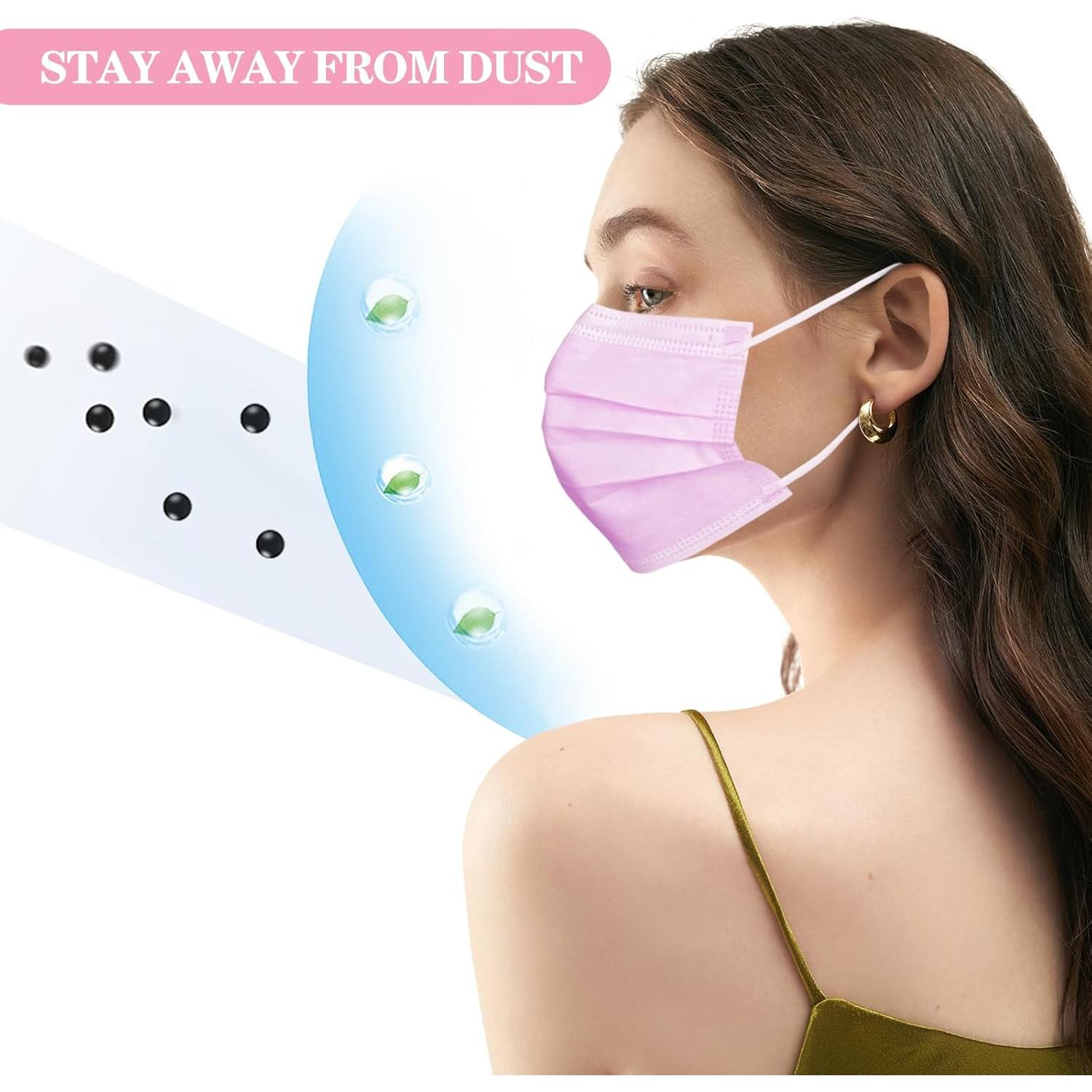 Mascarillas Desechables DC-BEAUTIFUL 100 Pcs 3 Capas Rosa