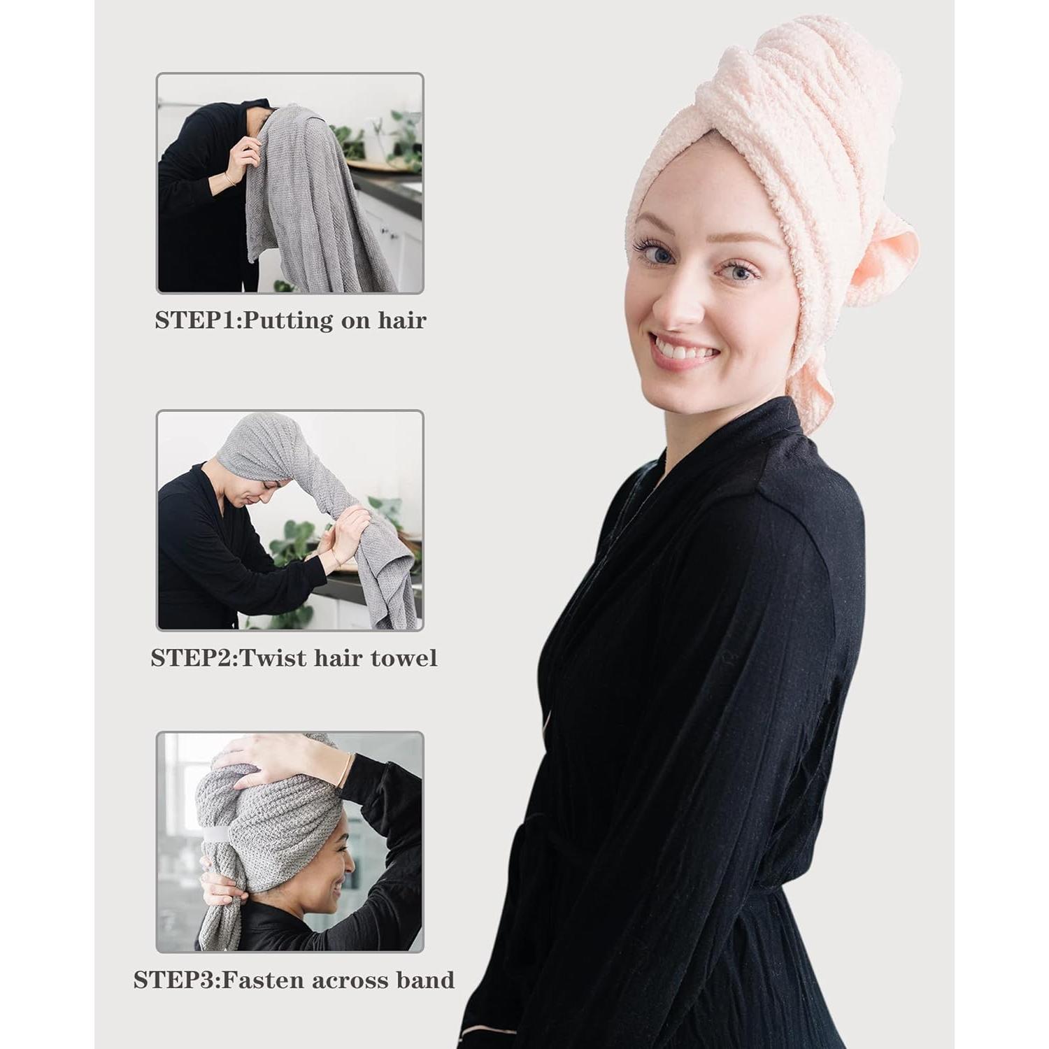 Toallas de Microfibra para el Cabello ROLSHOL - 2 Paquetes Grandes