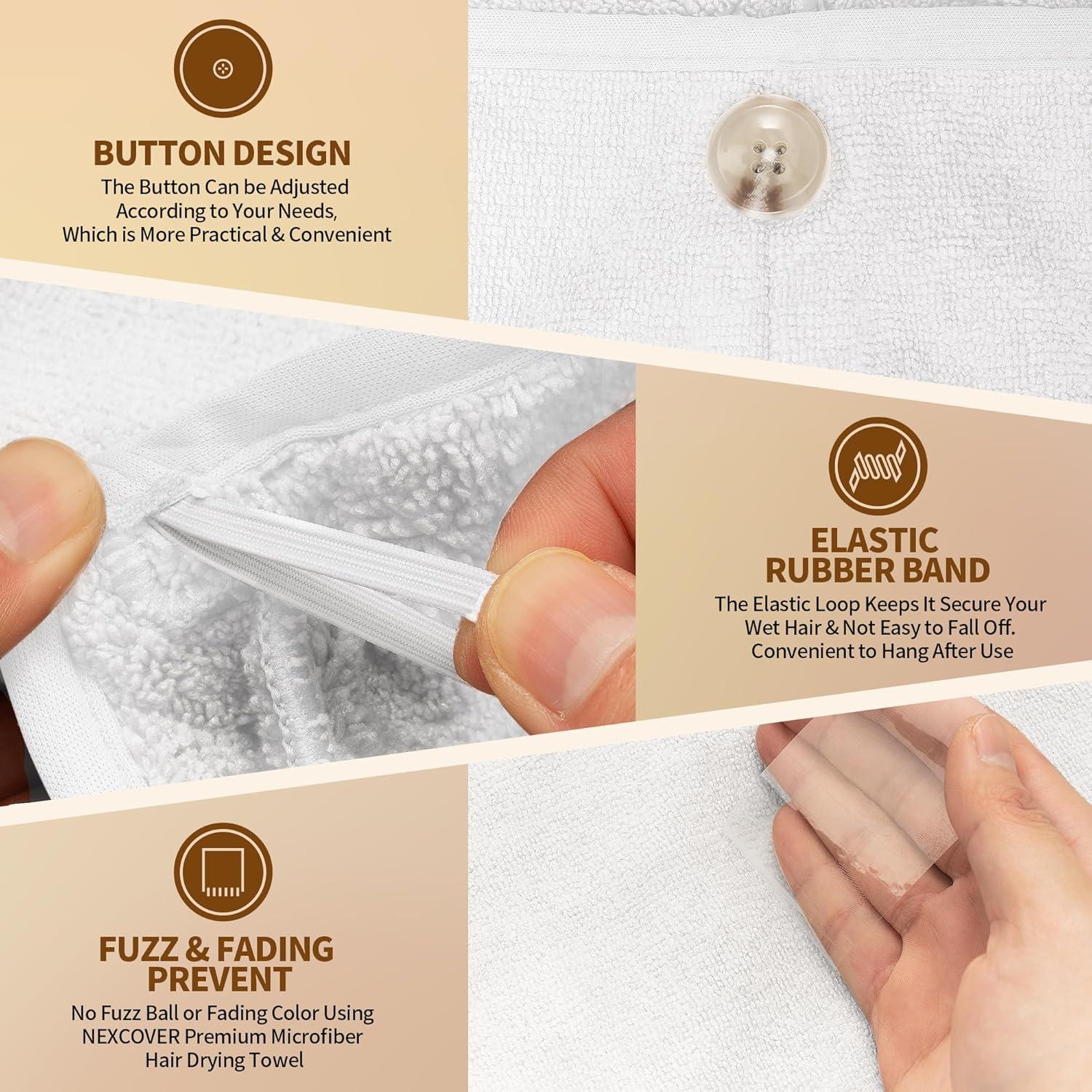 Toalla de Cabello NEXCOVER Microfibra Ultra Absorbente 2 Pzas