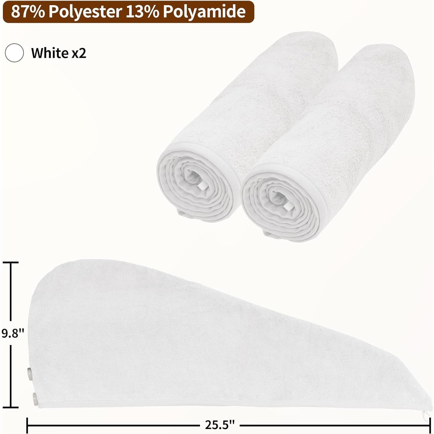 Toalla de Cabello NEXCOVER Microfibra Ultra Absorbente 2 Pzas