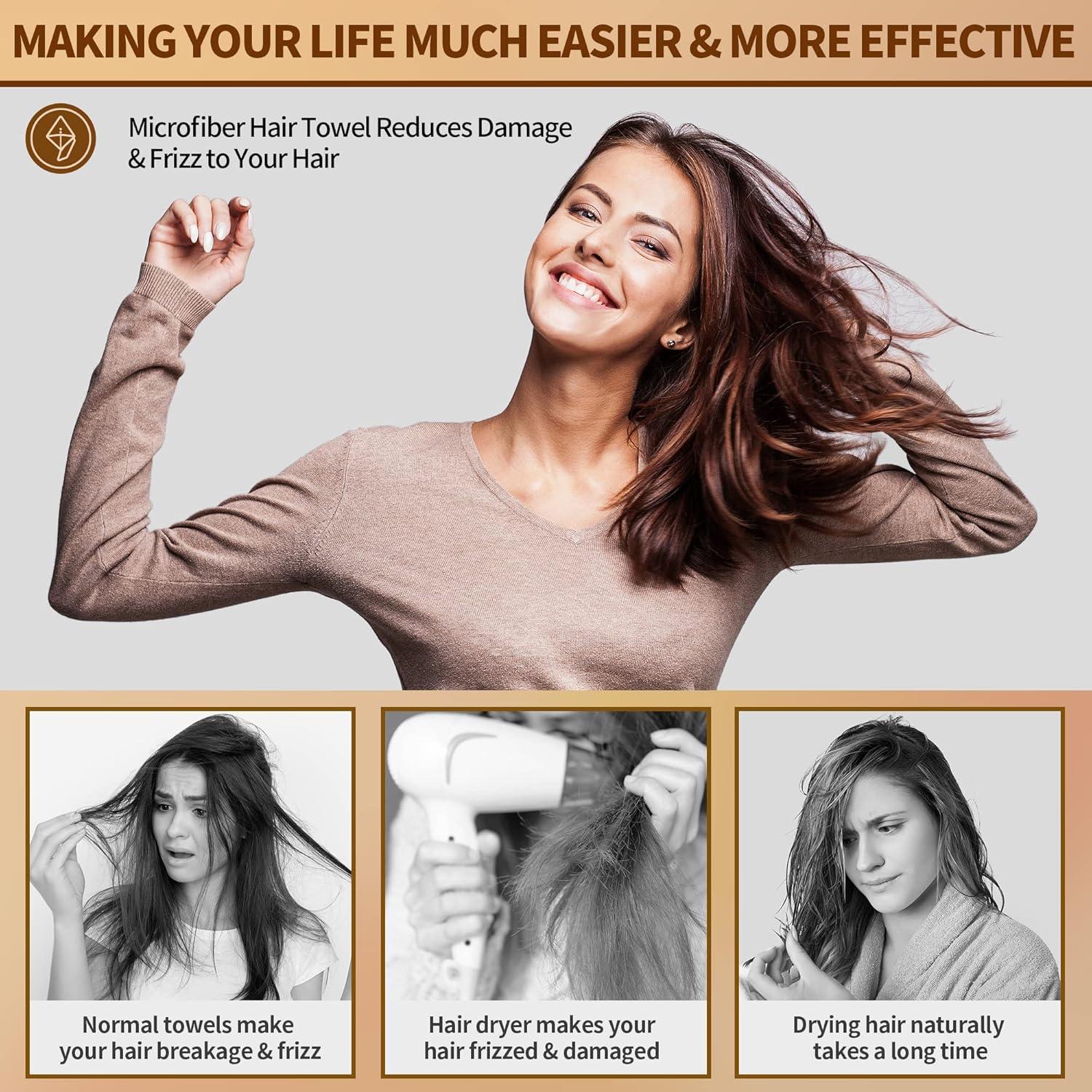 Toalla de Cabello NEXCOVER Microfibra Ultra Absorbente 2 Pzas