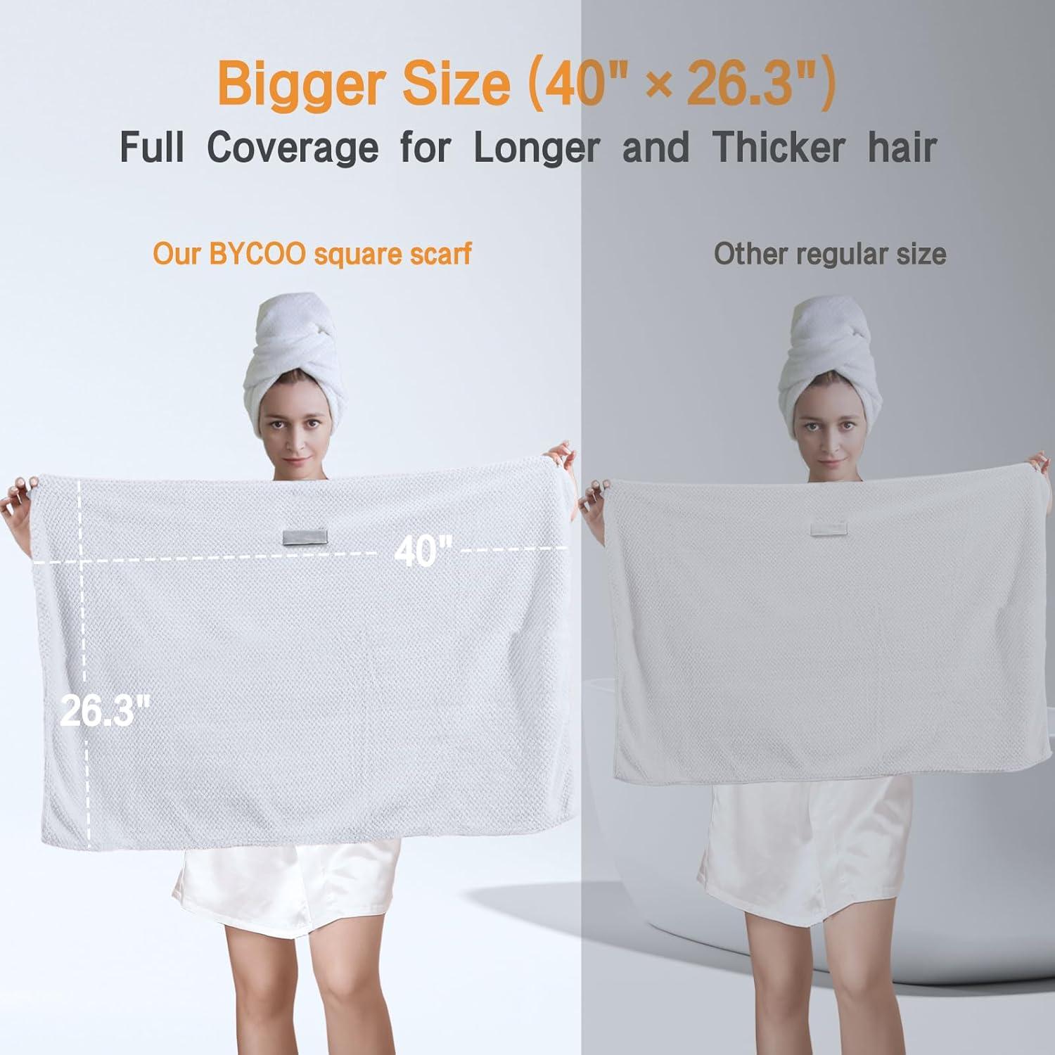 Toalla de Microfibra Grande BYCOO para Cabello Húmedo - Blanca