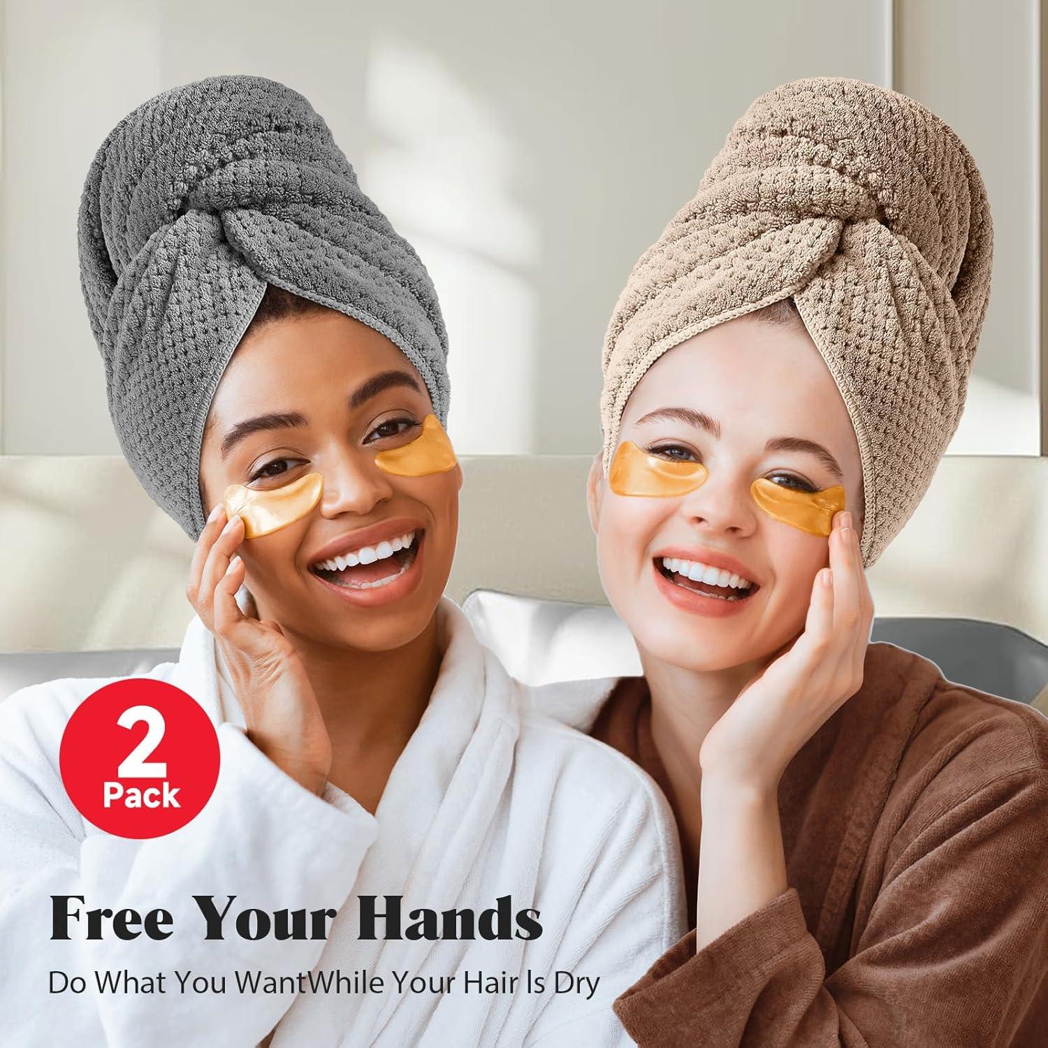 Toallas de Microfibra para Cabello MABAO - 2 Unidades Secado Rápido