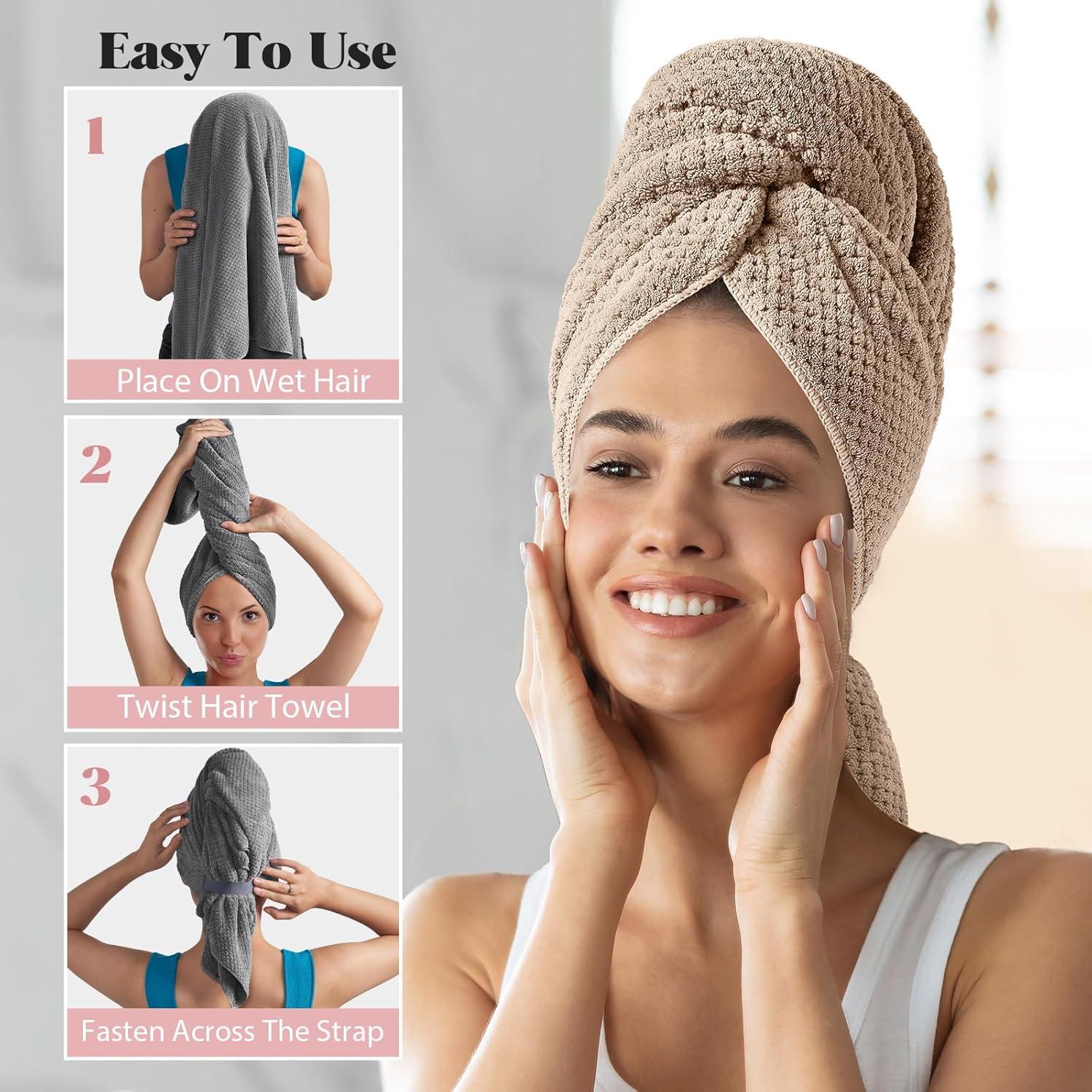 Toallas de Microfibra para Cabello MABAO - 2 Unidades Secado Rápido