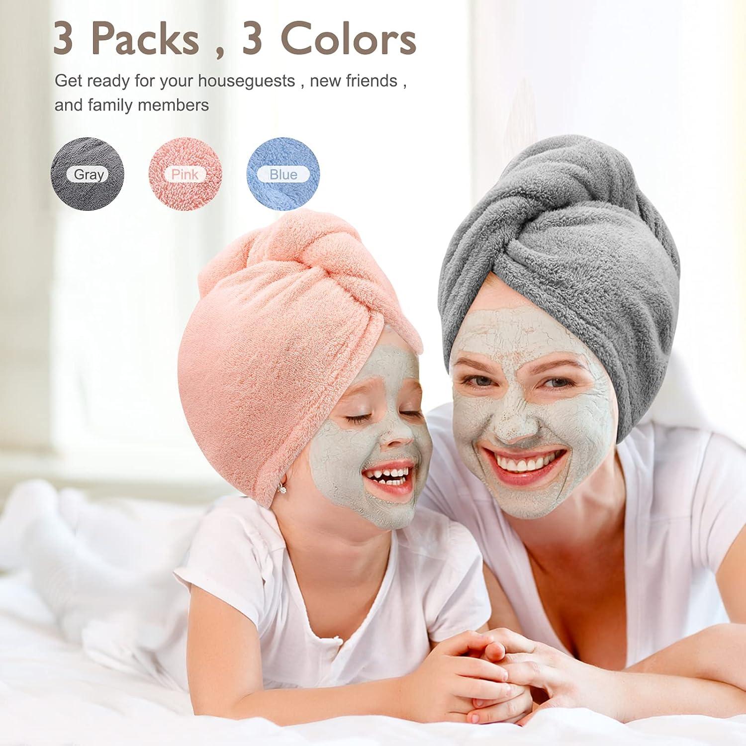 Toalla de Microfibra BEoffer para Cabello - 3 Turbantes Secado Rápido