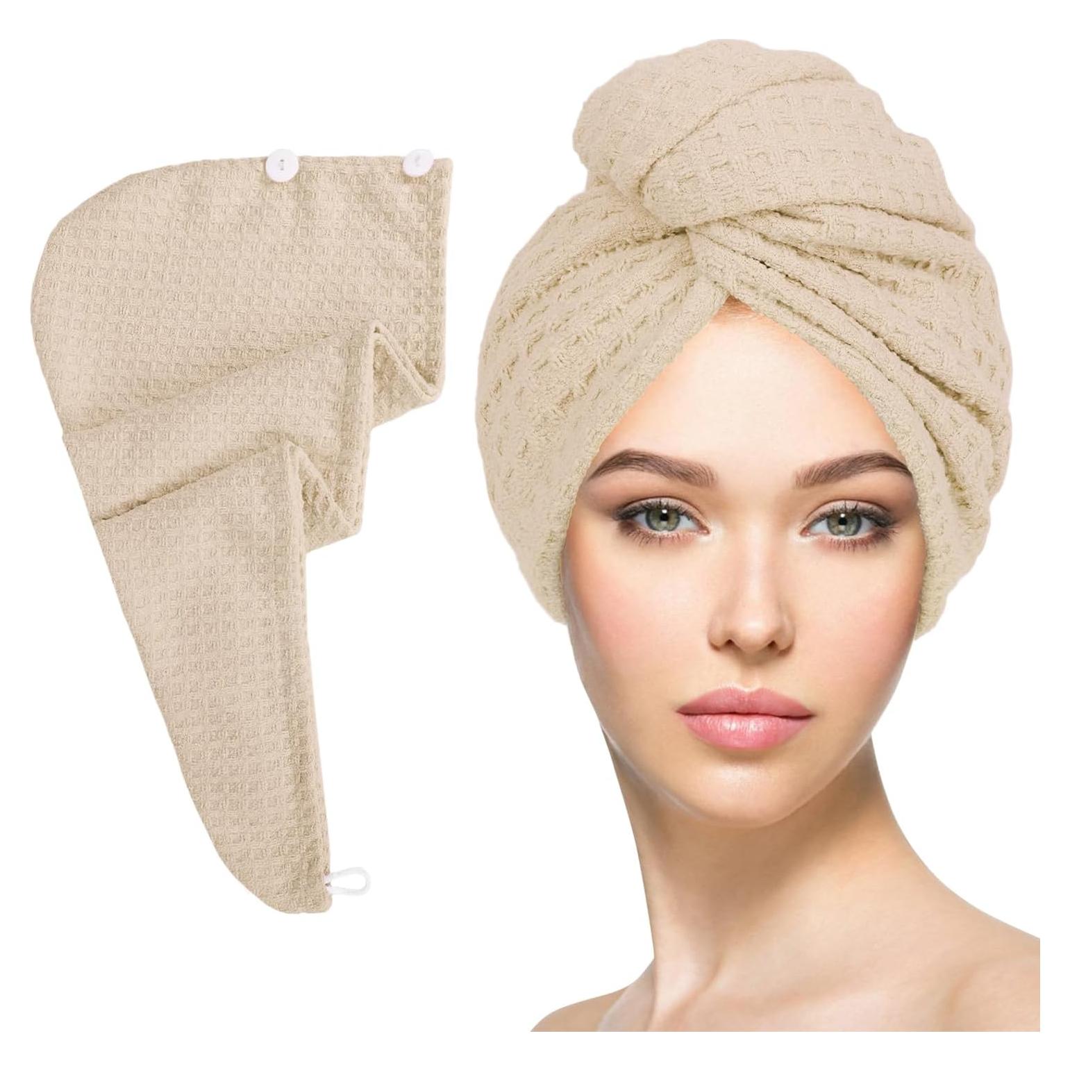 Toalla de Secado para Cabello MaopaoBeauty Microfibra Waffle 70x27 cm