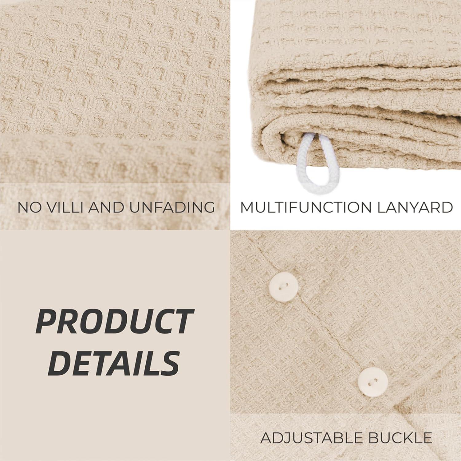 Toalla de Secado para Cabello MaopaoBeauty Microfibra Waffle 70x27 cm