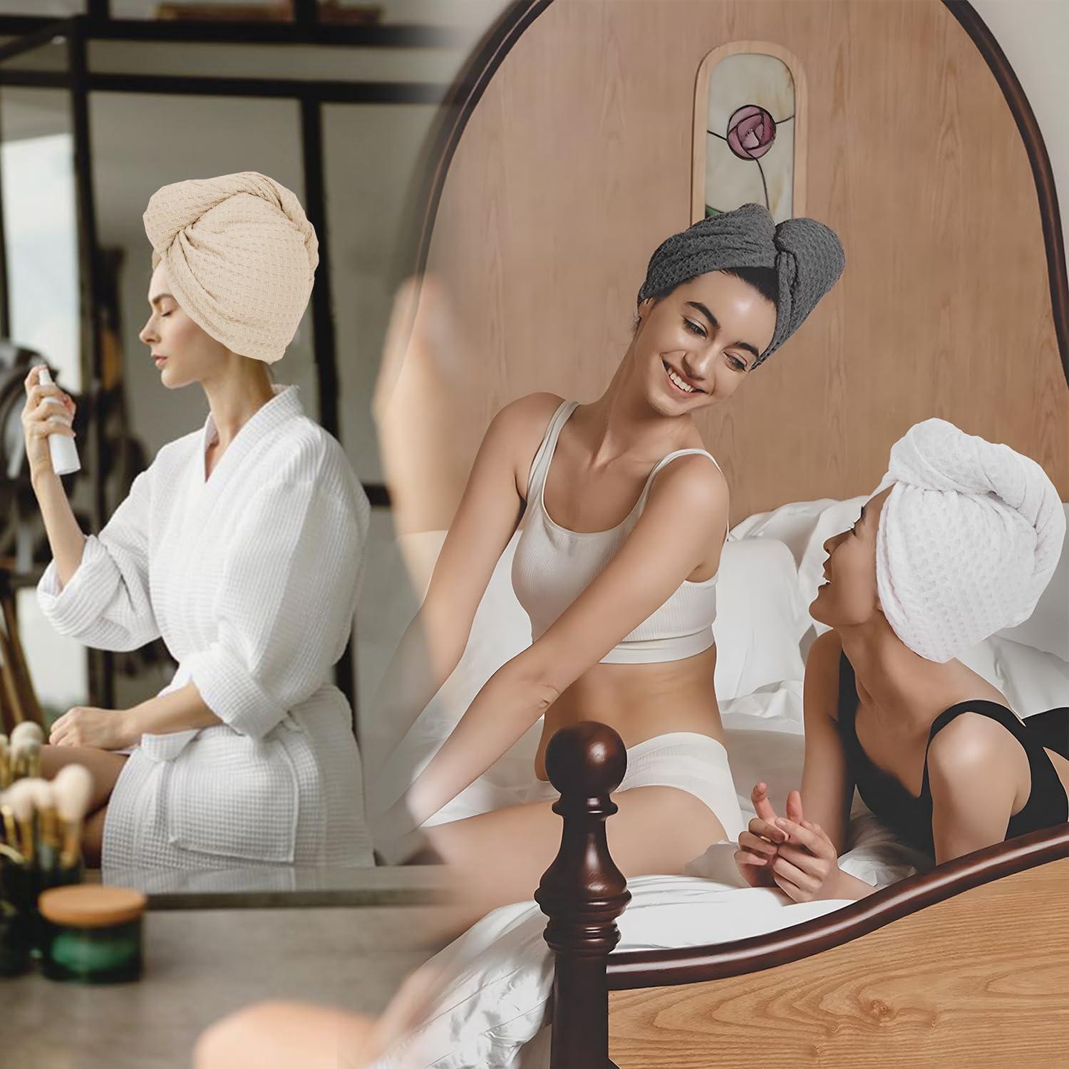 Toalla de Secado para Cabello MaopaoBeauty Microfibra Waffle 70x27 cm