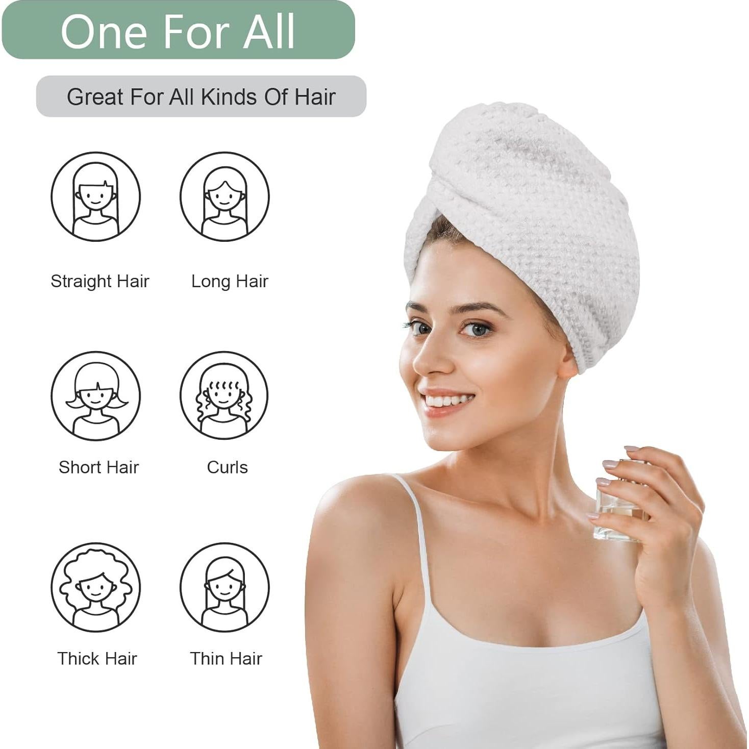 Toalla de Secado de Cabello Microfibra Dolwis - 2 Piezas 25.4x68.6cm