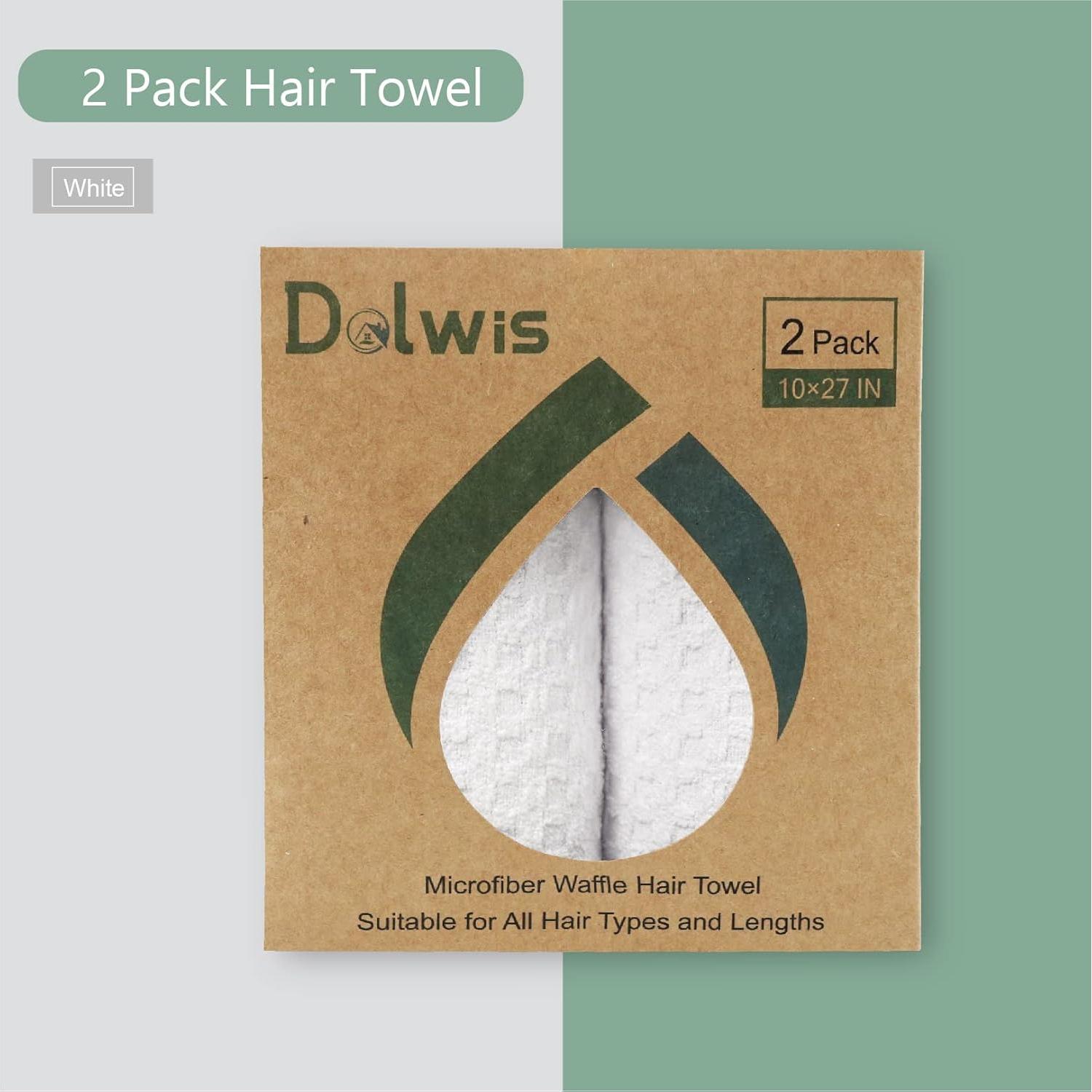 Toalla de Secado de Cabello Microfibra Dolwis - 2 Piezas 25.4x68.6cm