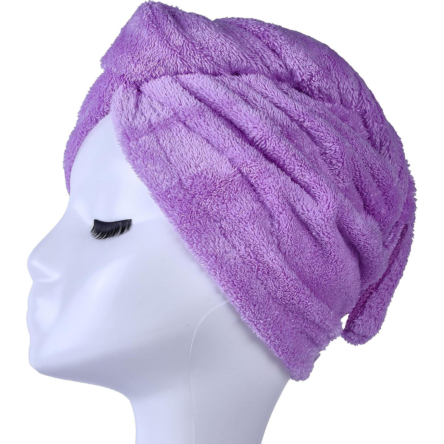 Toalla de Secado de Cabello Microfibra YYXR 65x25cm Púrpura