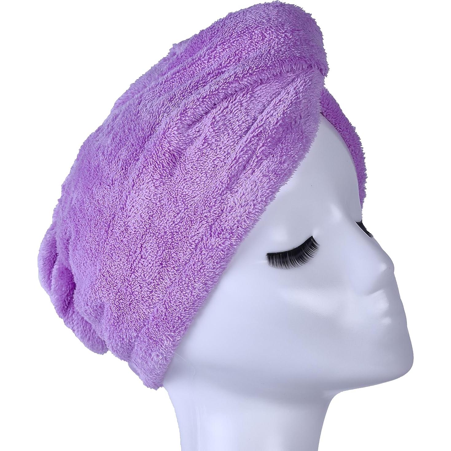 Toalla de Secado de Cabello Microfibra YYXR 65x25cm Púrpura