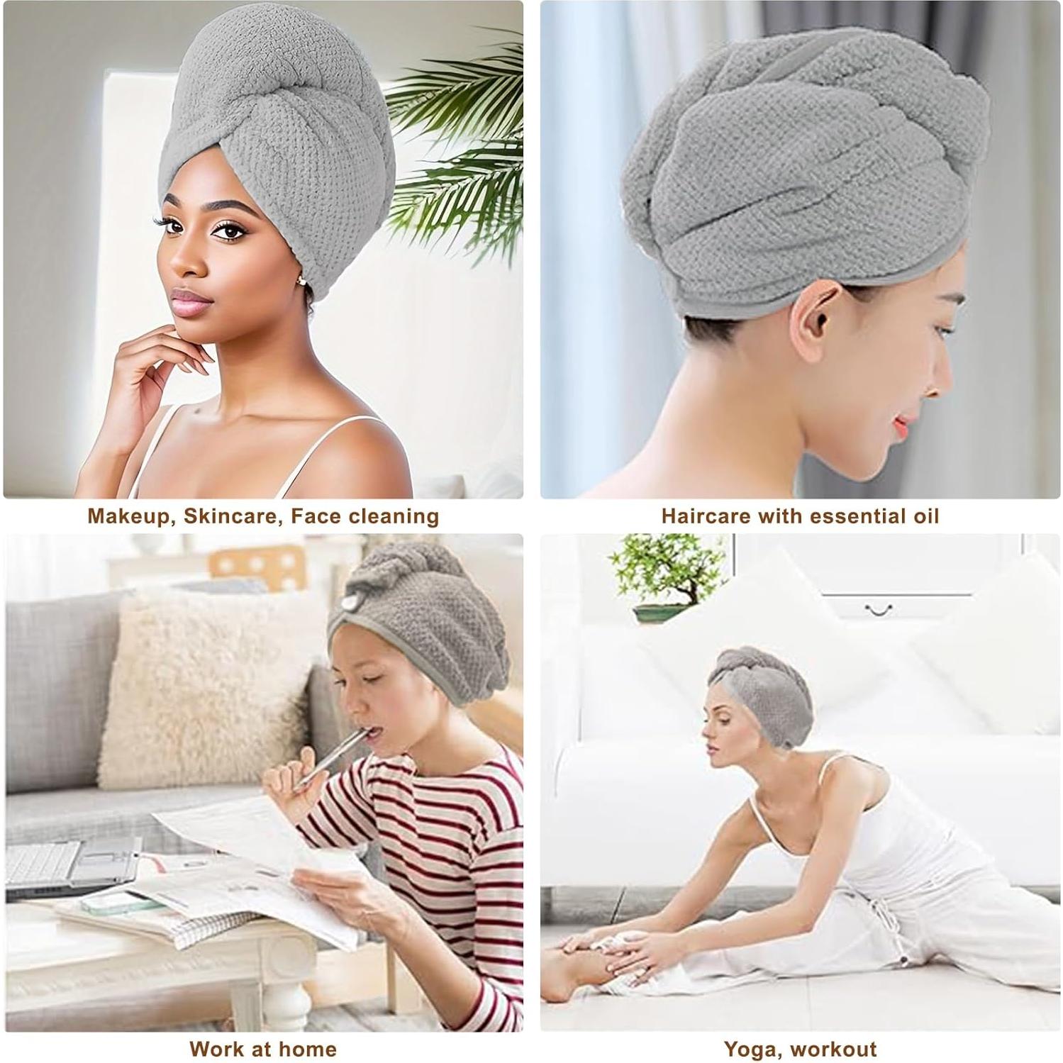 Toalla de Microfibra para el Cabello Kldnkig - Paquete de 3 Gris 25x65 cm