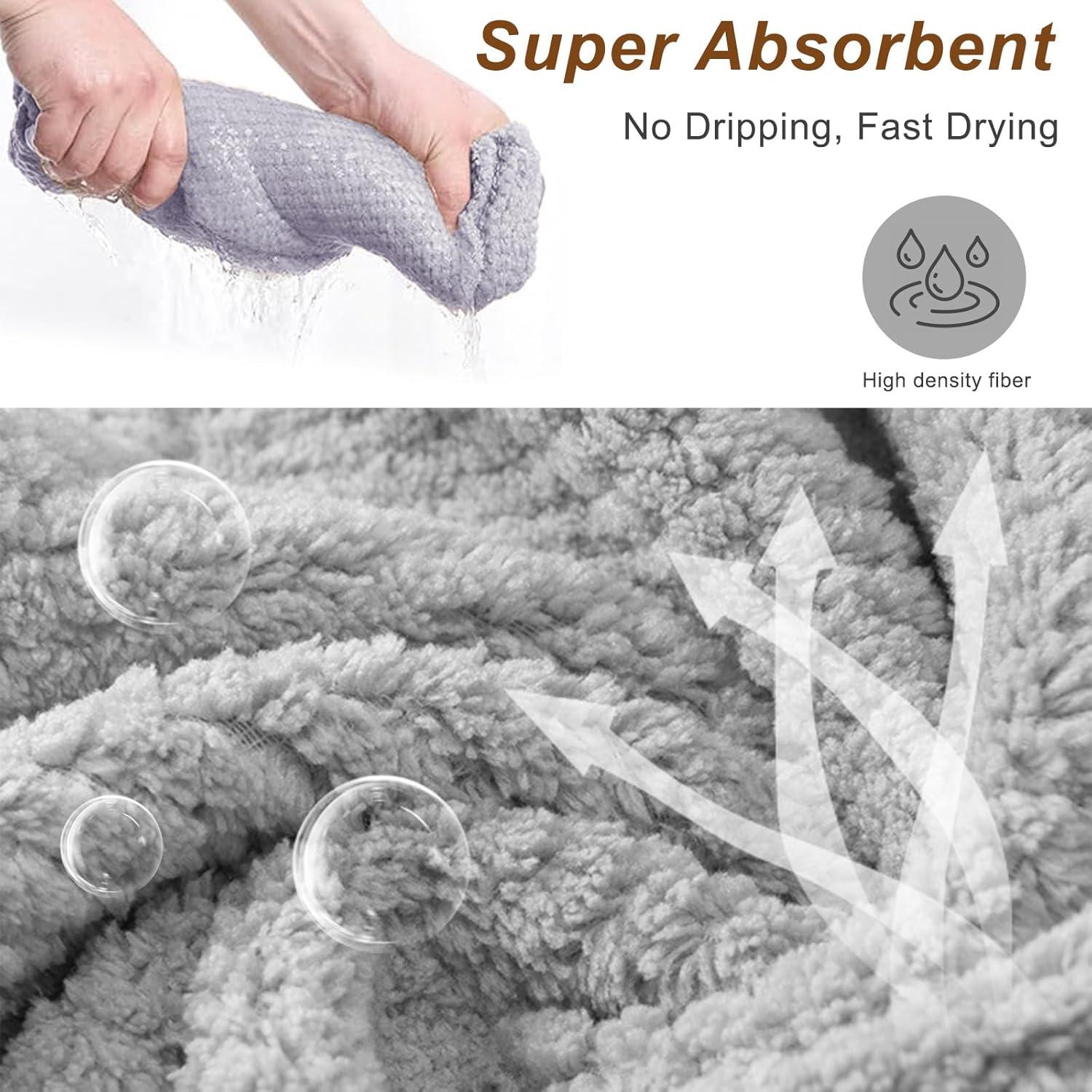 Toalla de Microfibra para el Cabello Kldnkig - Paquete de 3 Gris 25x65 cm