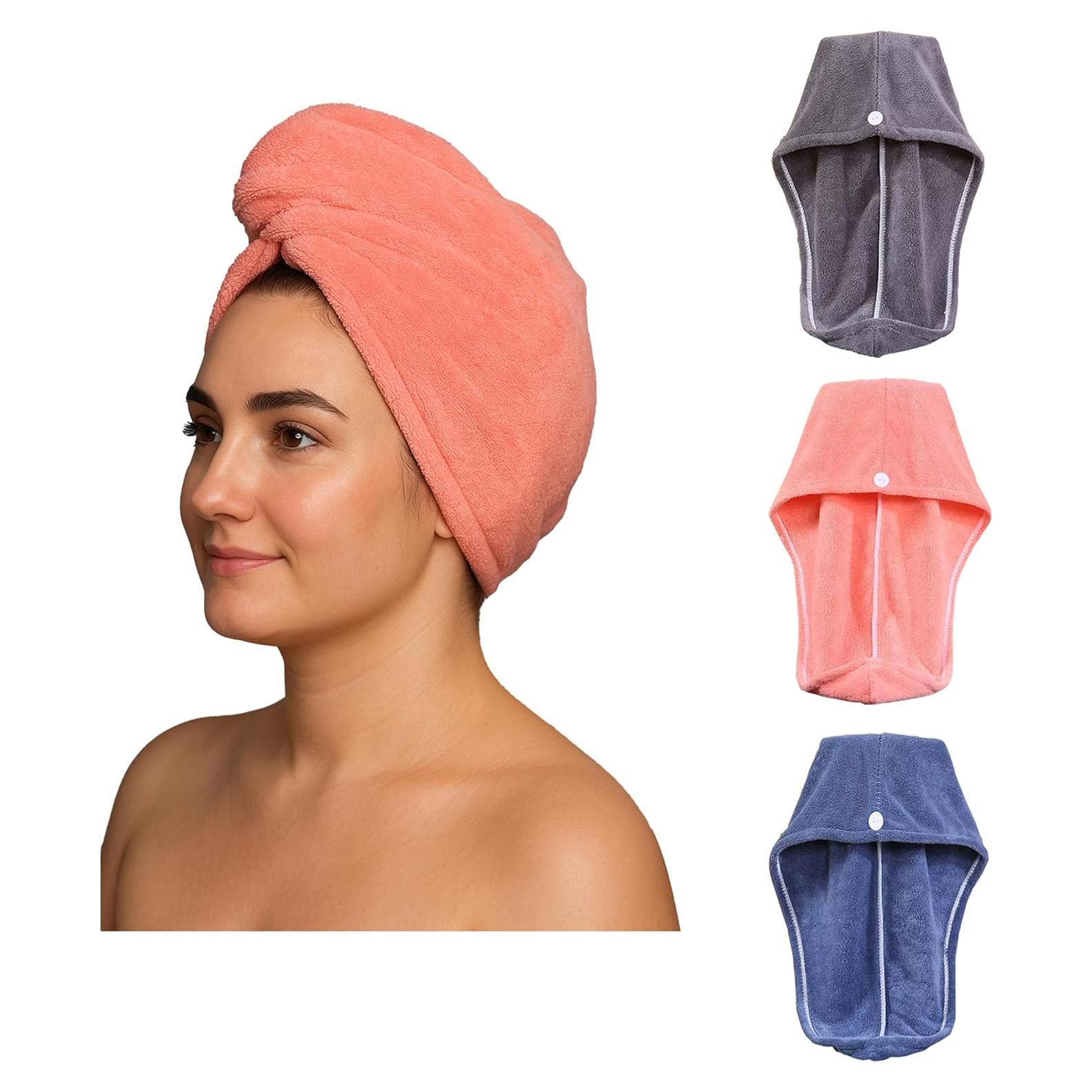 Paquete de 3 Toallas de Microfibra para Cabello Genérico - Secado Rápido