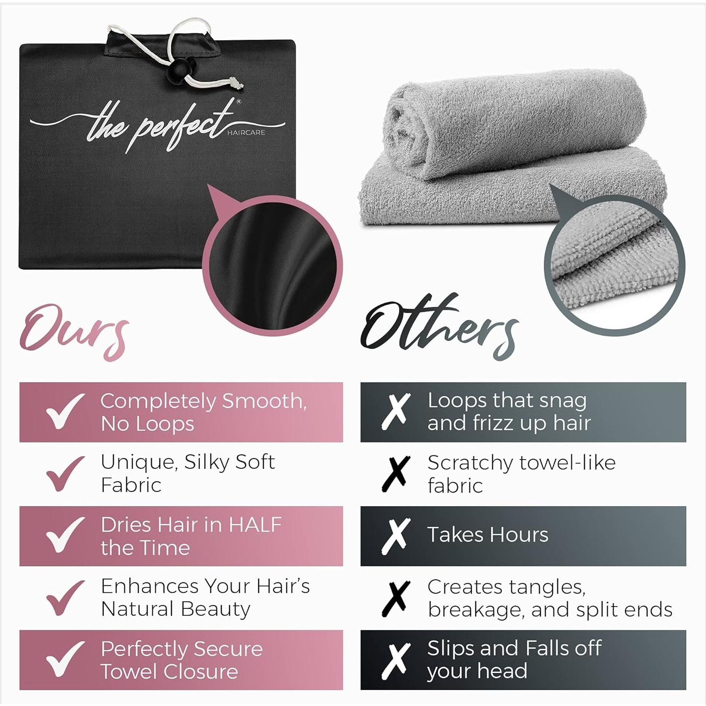 Toalla de Microfibra para Cabello EL CUIDADO DEL CABELLO PERFECTO - Negra