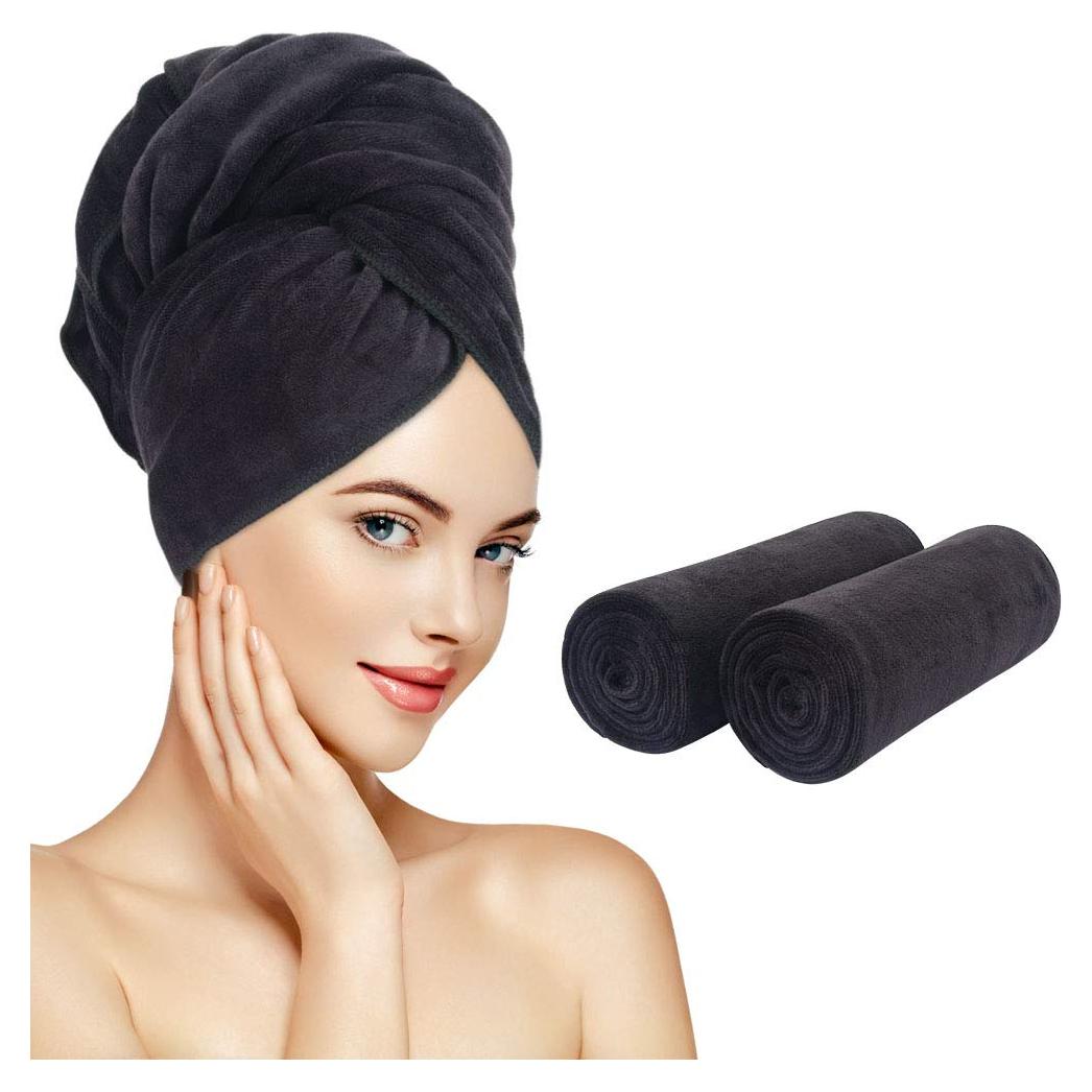 Toallas de Microfibra SUNLAND Antifrizz 50.8x101.6cm 2Pack Negro