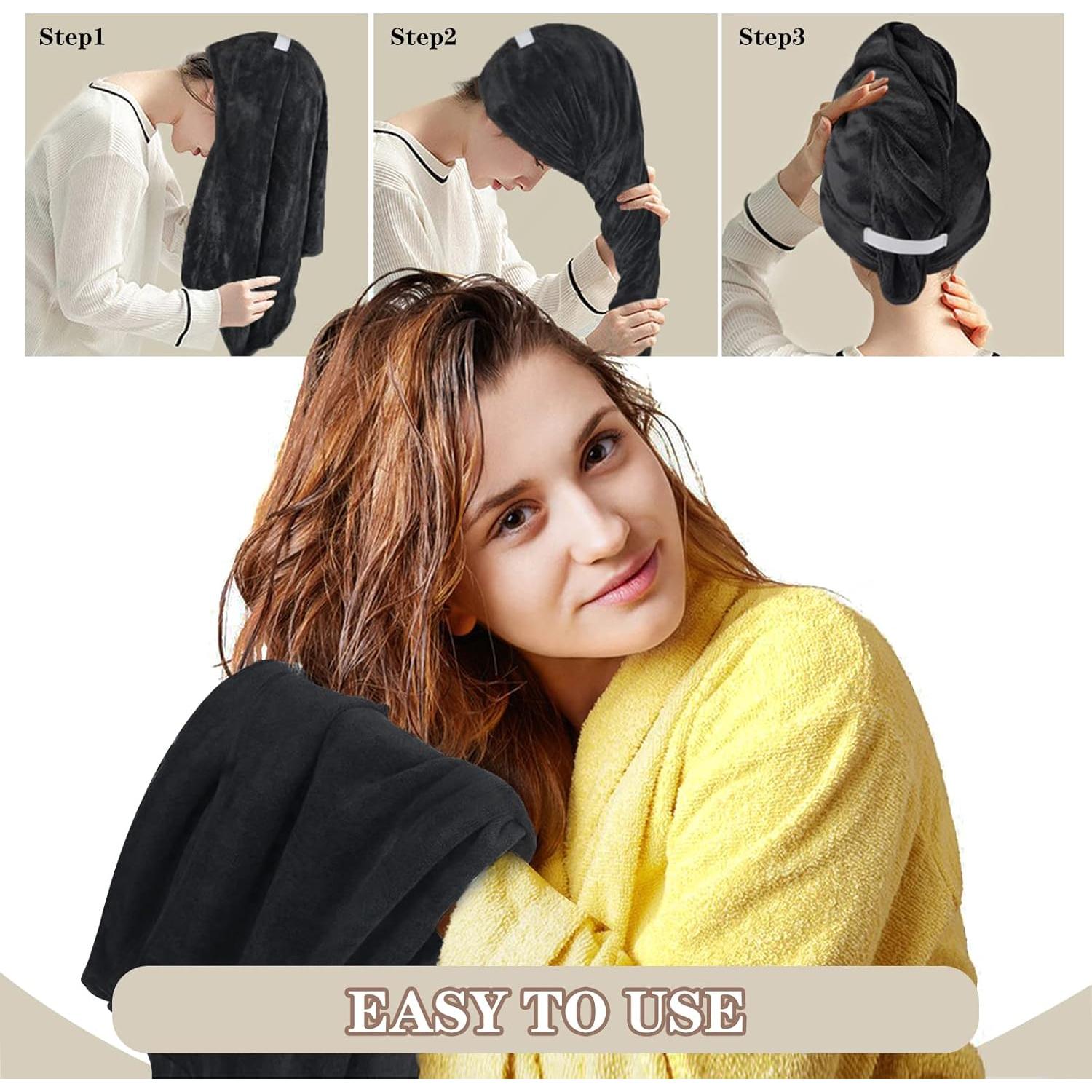 Toallas de Microfibra SUNLAND Antifrizz 50.8x101.6cm 2Pack Negro