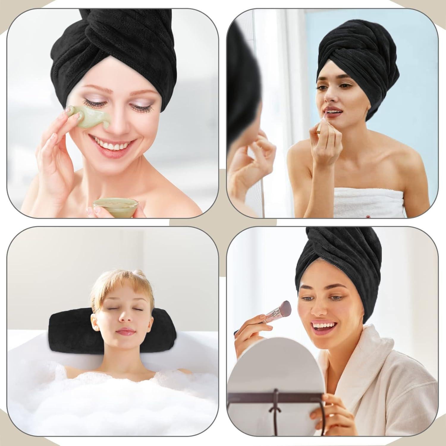 Toallas de Microfibra SUNLAND Antifrizz 50.8x101.6cm 2Pack Negro