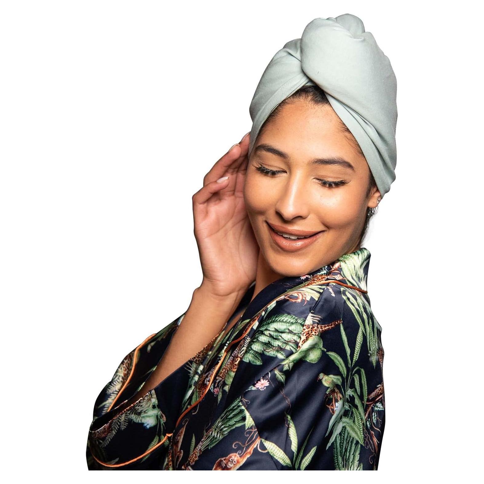 Toalla de Secado para Cabello KISMETICS Turbante Verde Claro