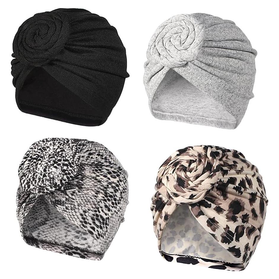 Gorros Turbantes Elásticos Artilady - Paquete de 4 Colores